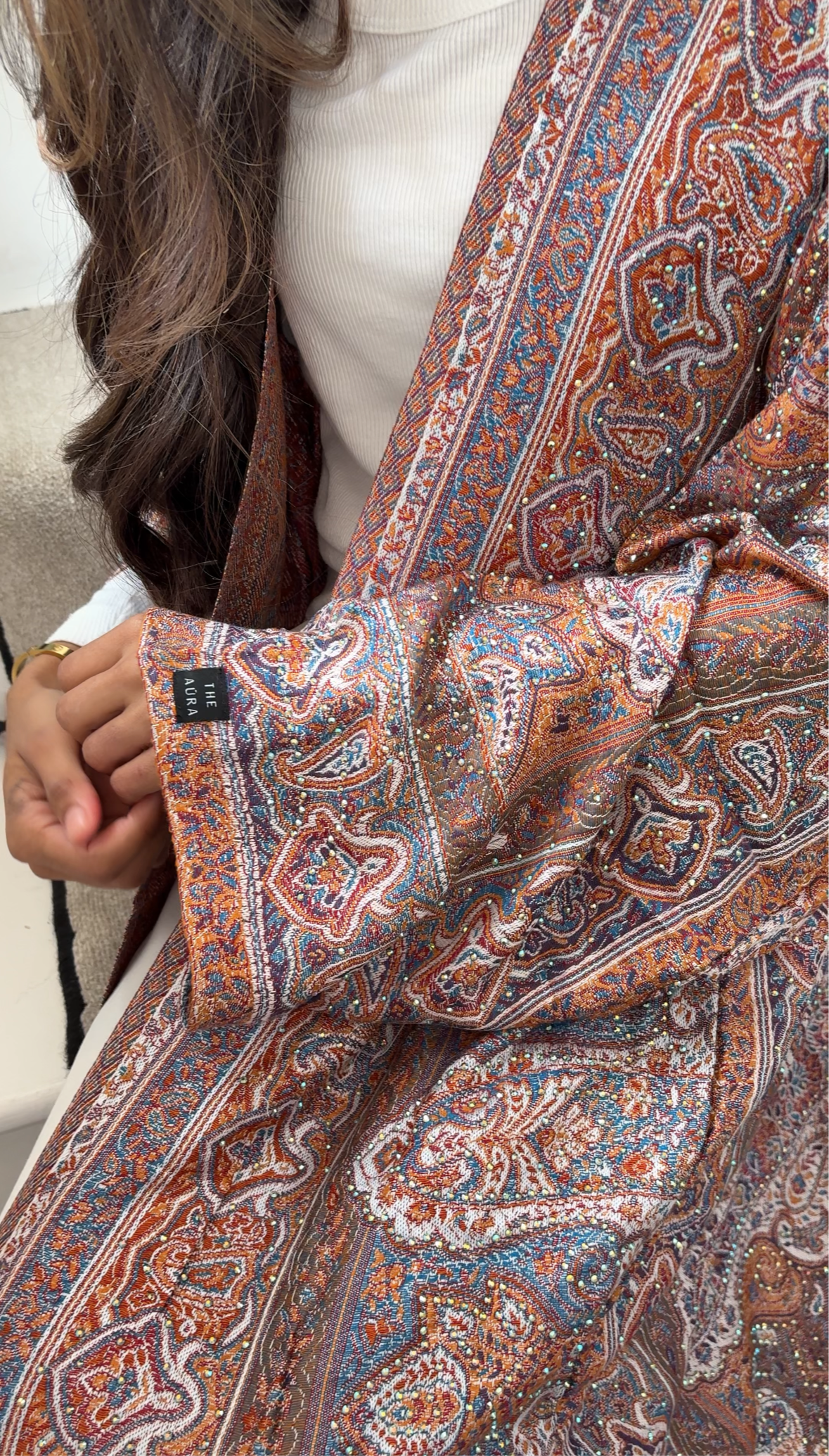 Pashmina Abaya - Burnt Orange Blue
