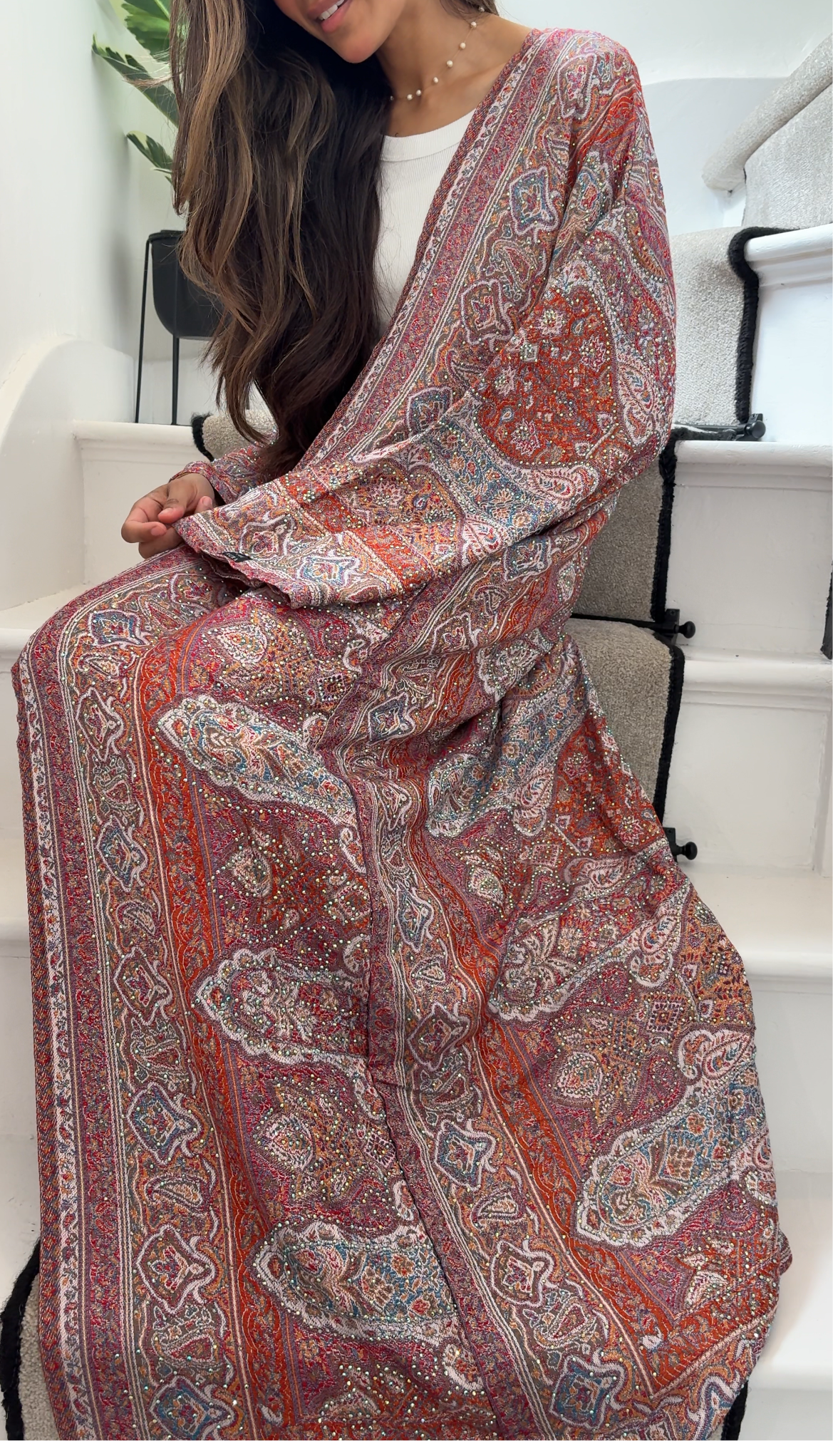 Pashmina Abaya - Orange Red