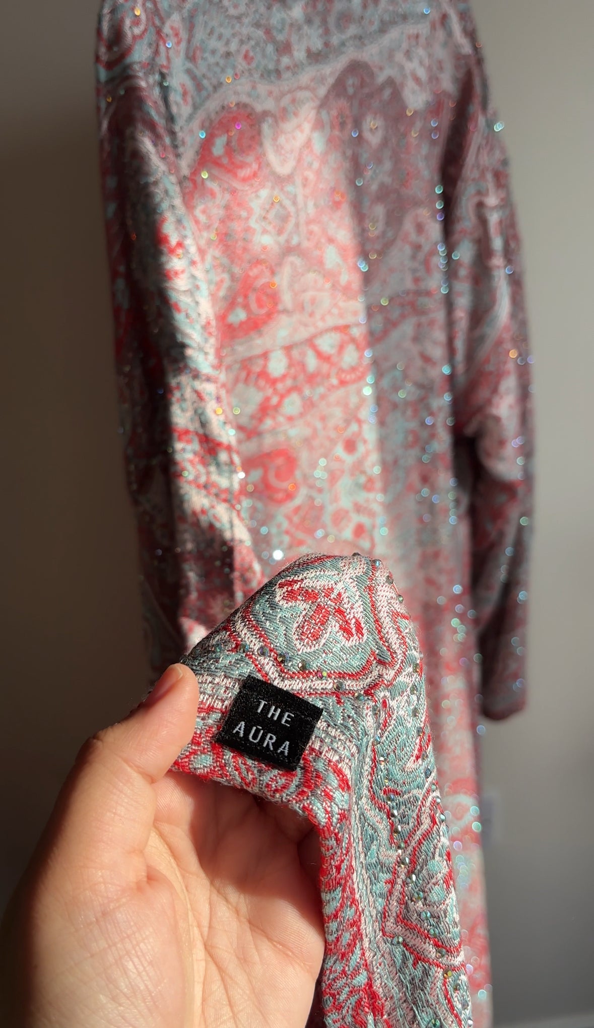 Teal Red Abaya