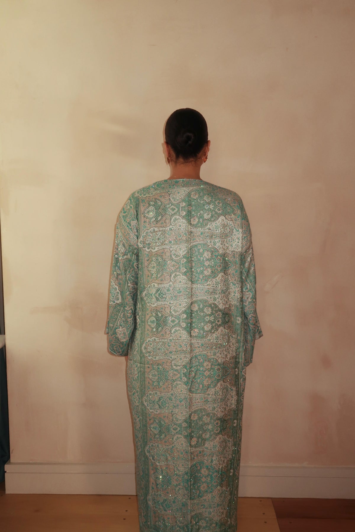 Teal Silver Abaya