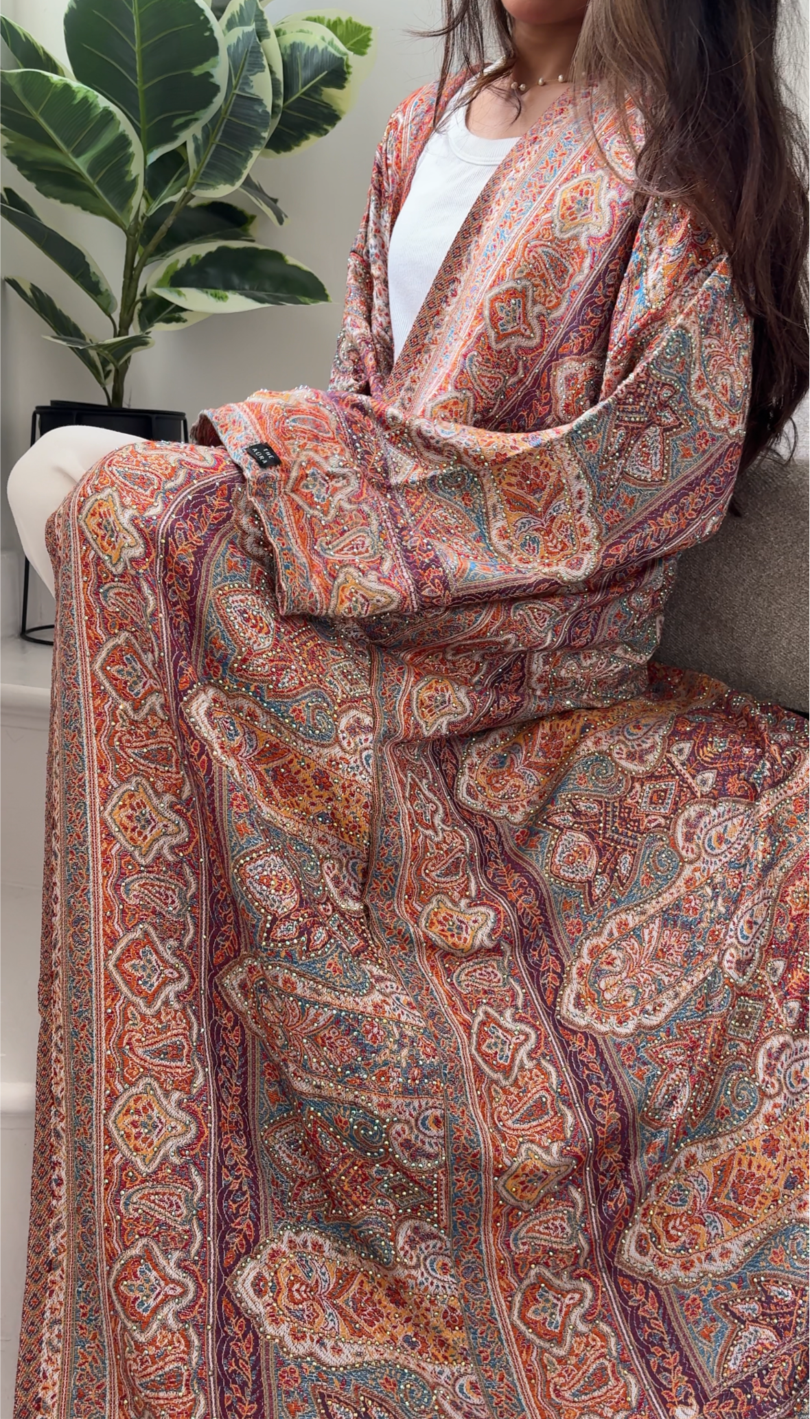 Pashmina Abaya - Orange Purple