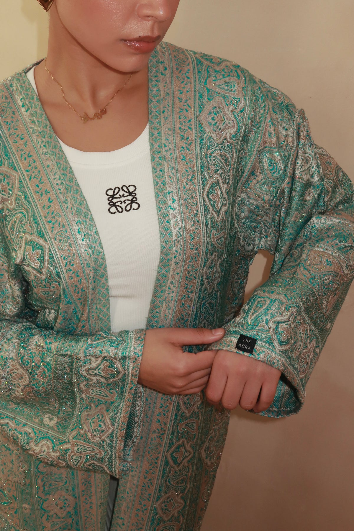 Teal Silver Abaya
