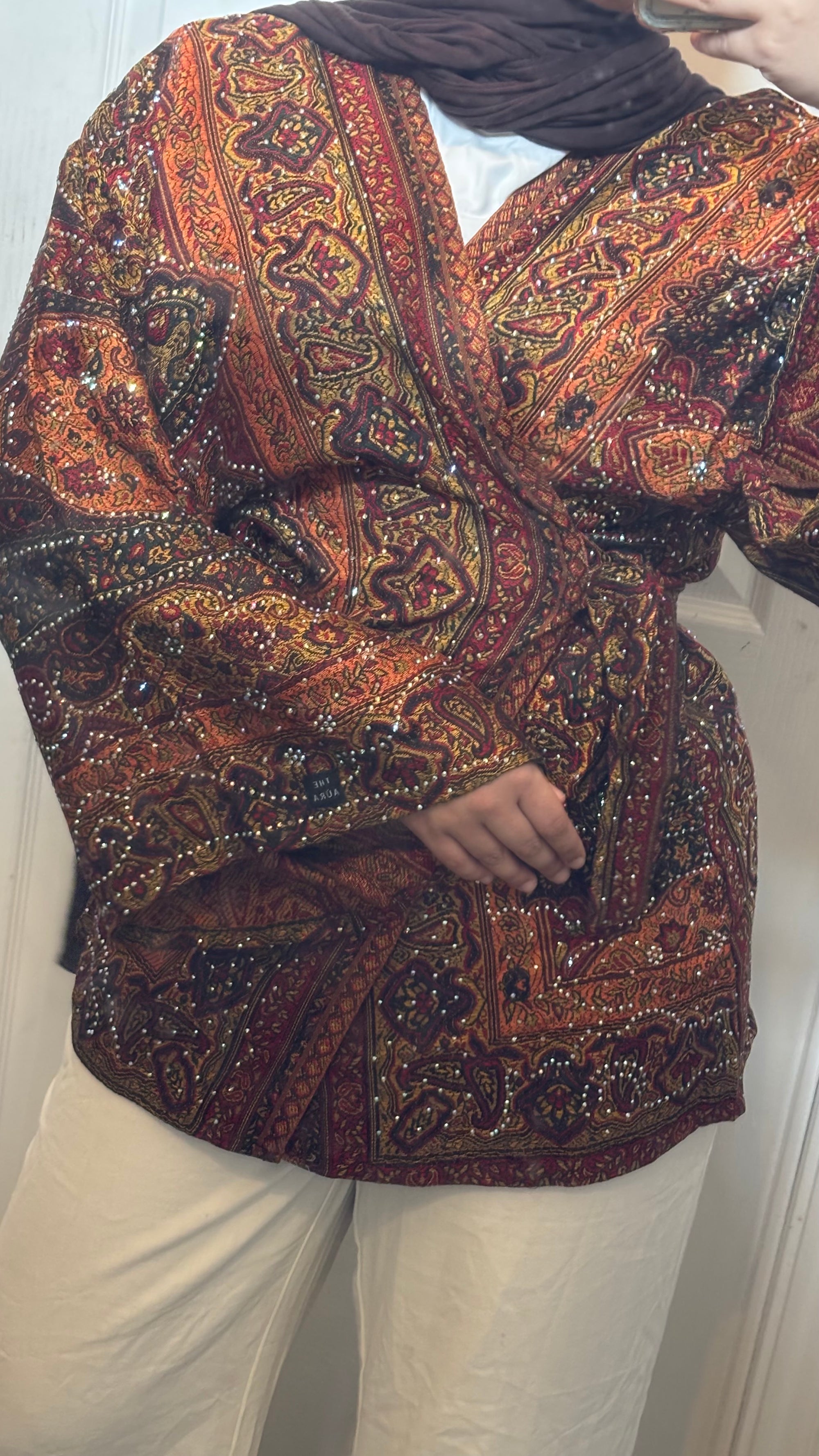 Orange Black Wrap Top