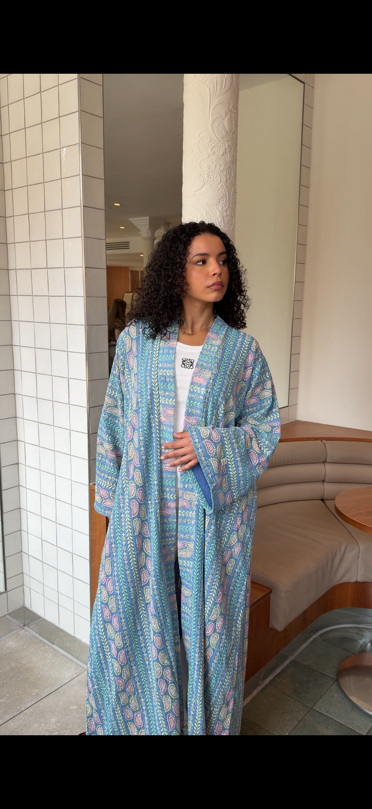 Dark Blue Paisley Abaya