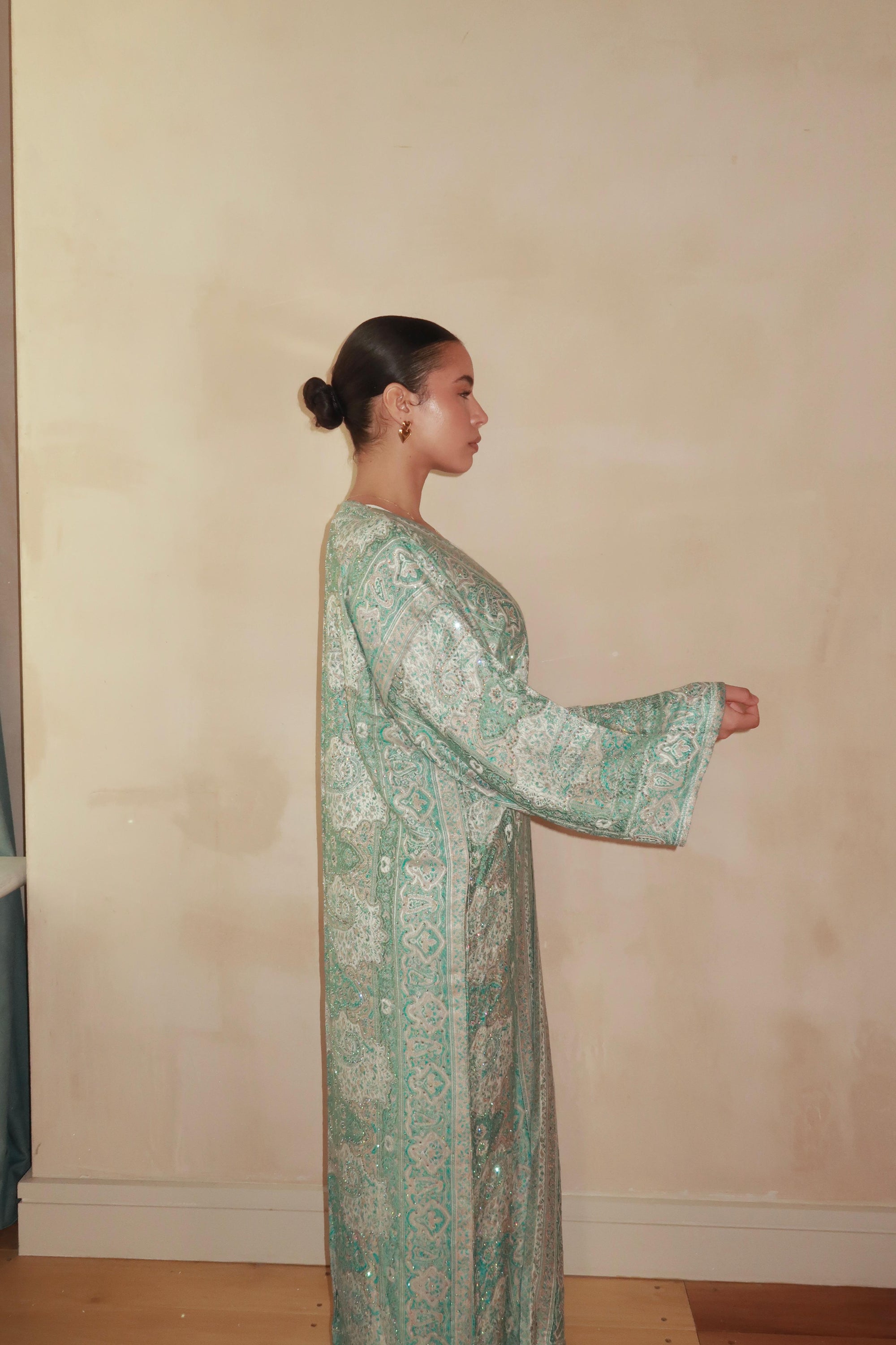 Teal Silver Abaya