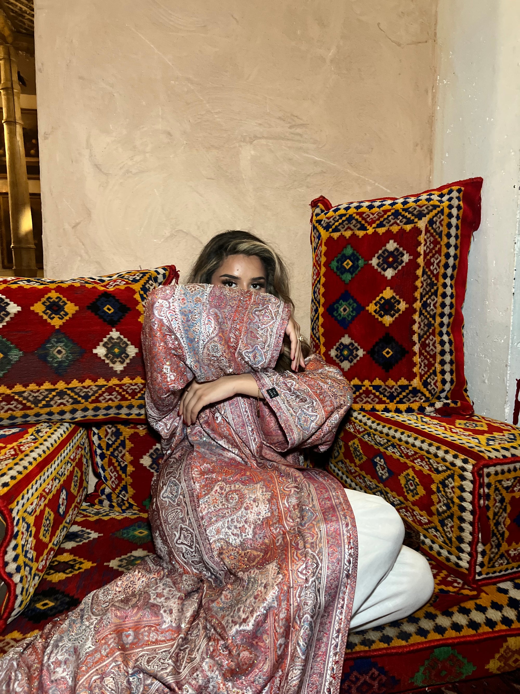 Pashmina Abaya - Orange Red