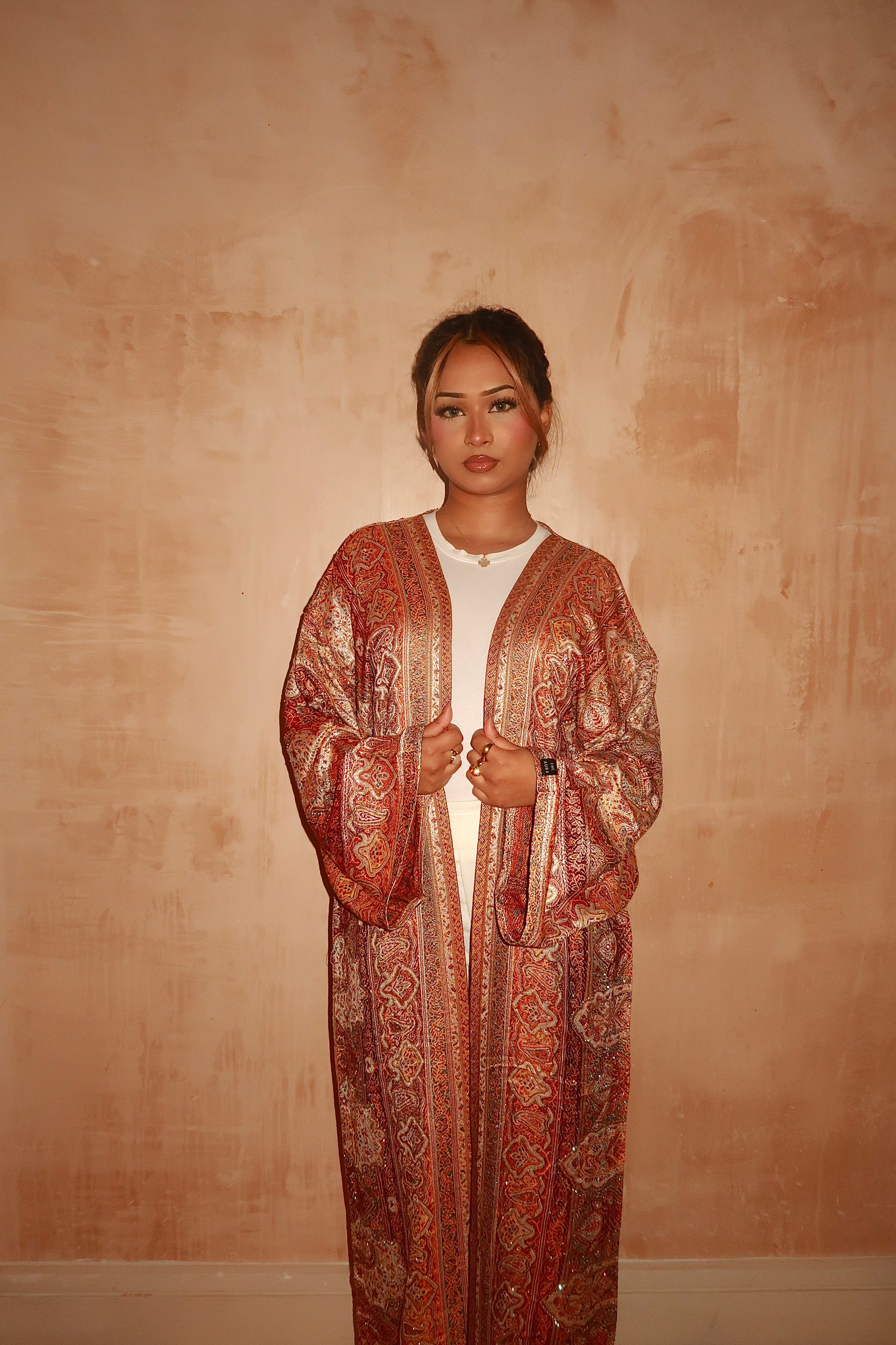Maroon Orange Abaya - Tall