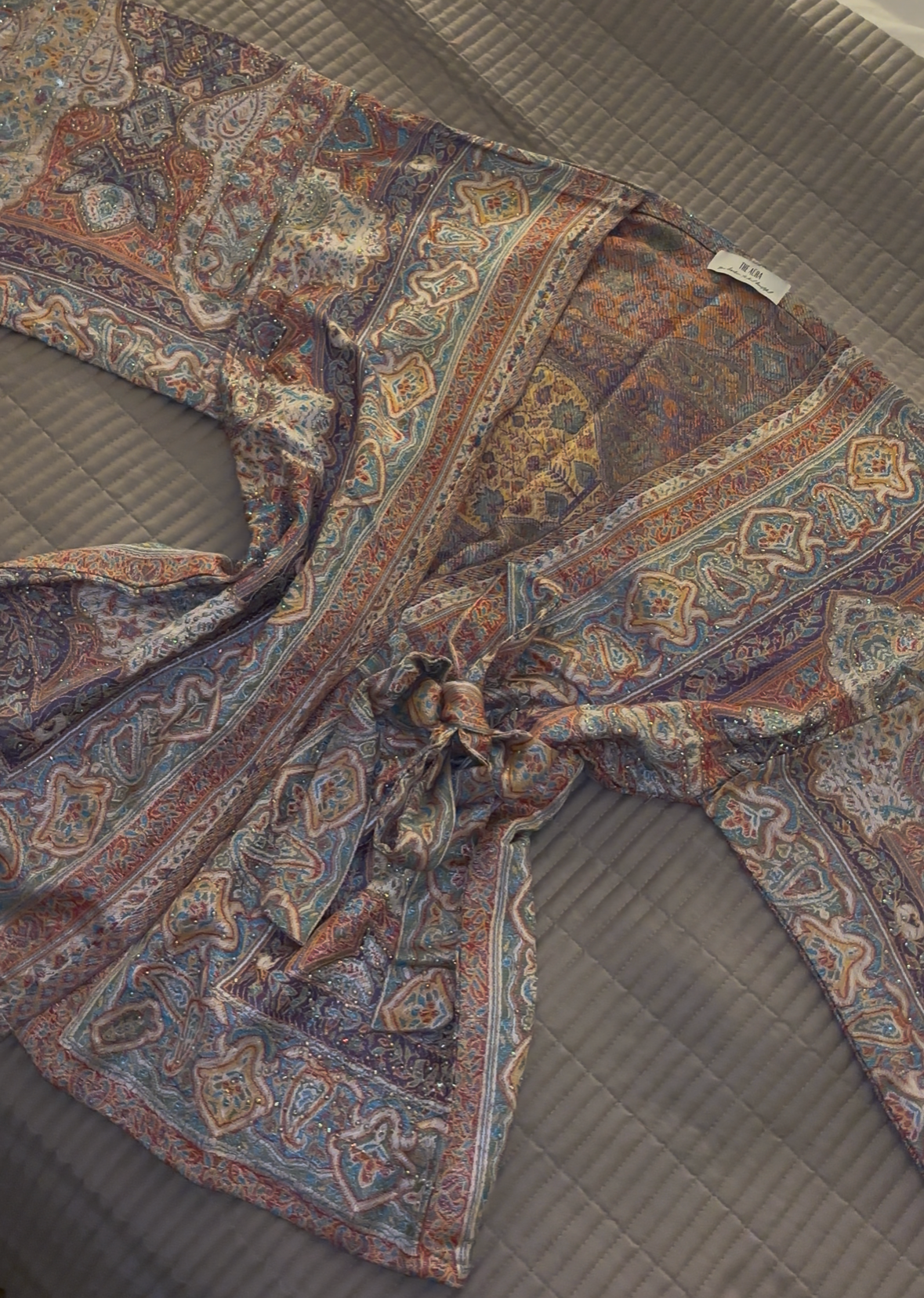 Orange Blue Purple Wrap Top