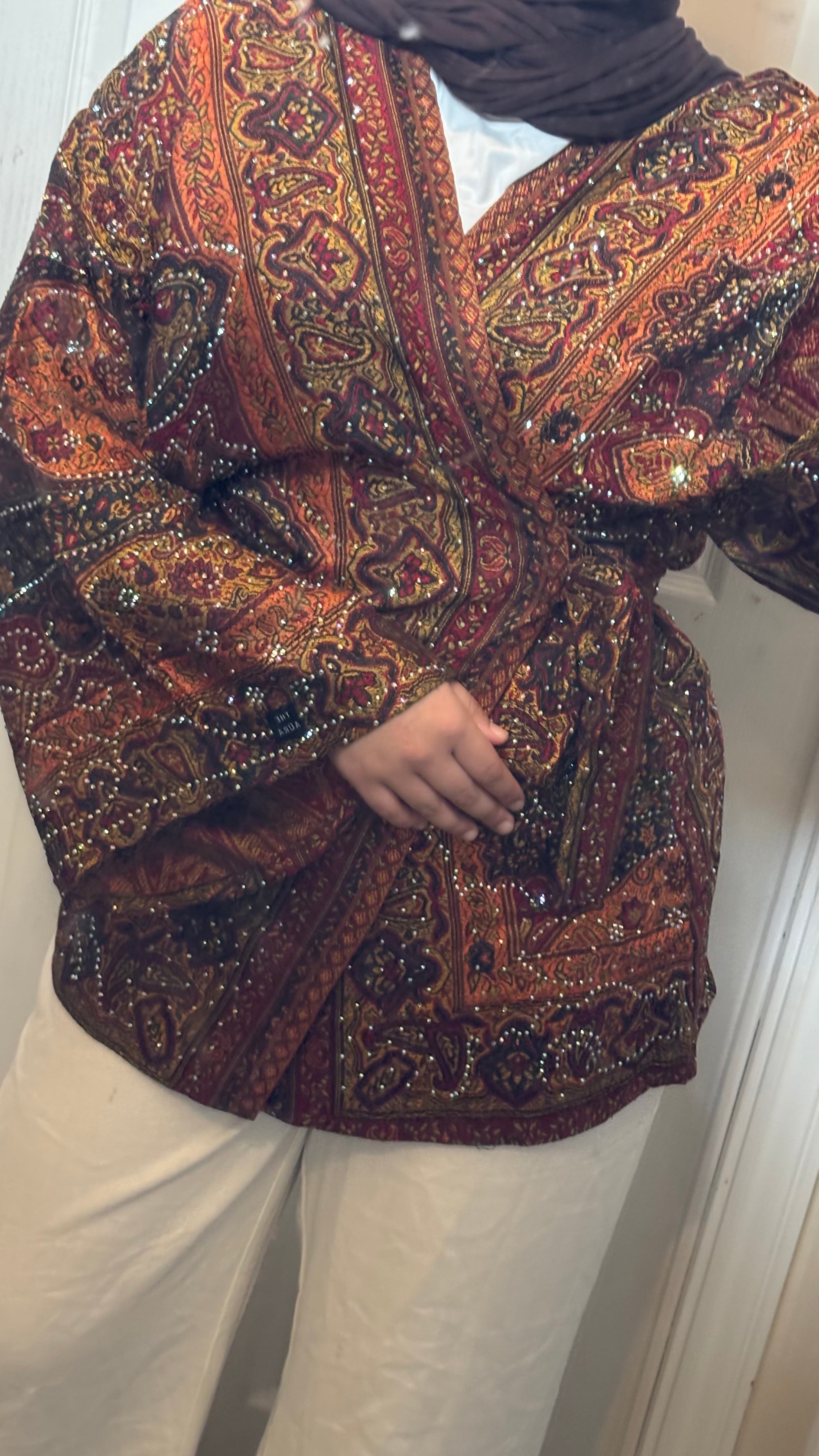 Orange Black Wrap Top