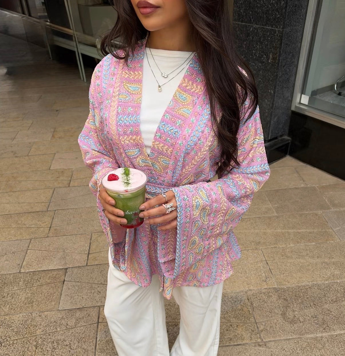 Pink paisley kimono