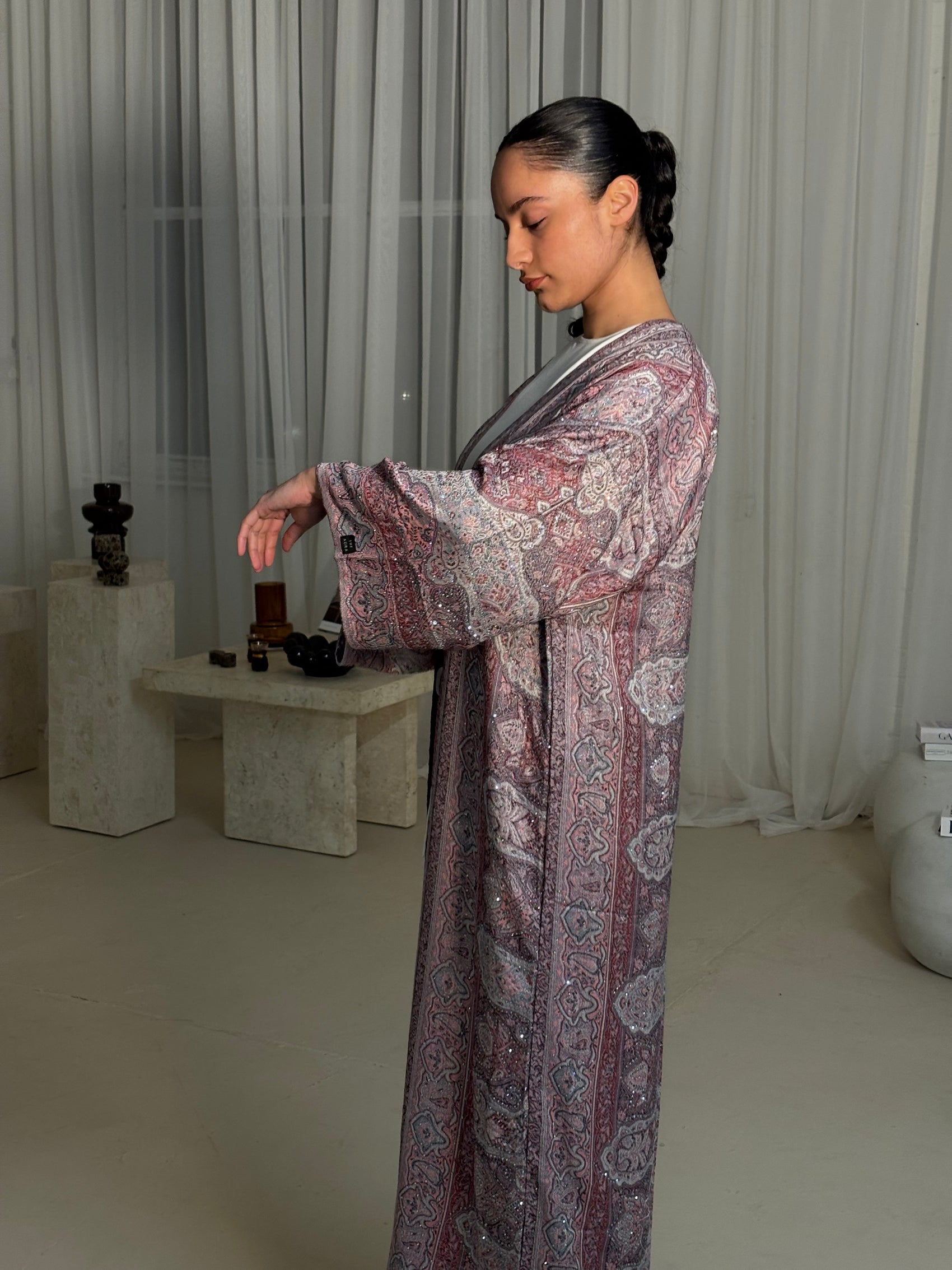 Pink Light Blue Abaya