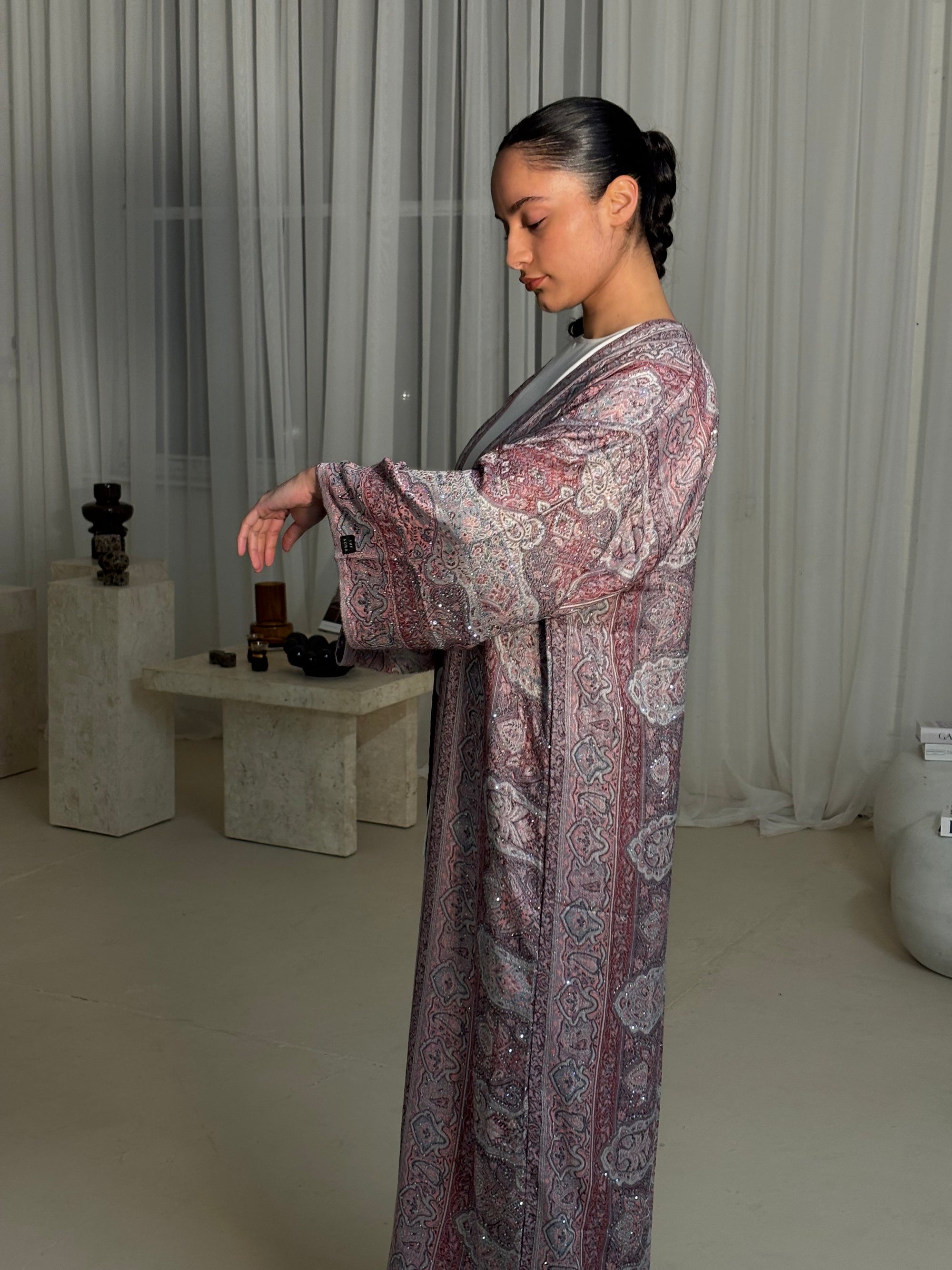 Pink Light Blue Abaya