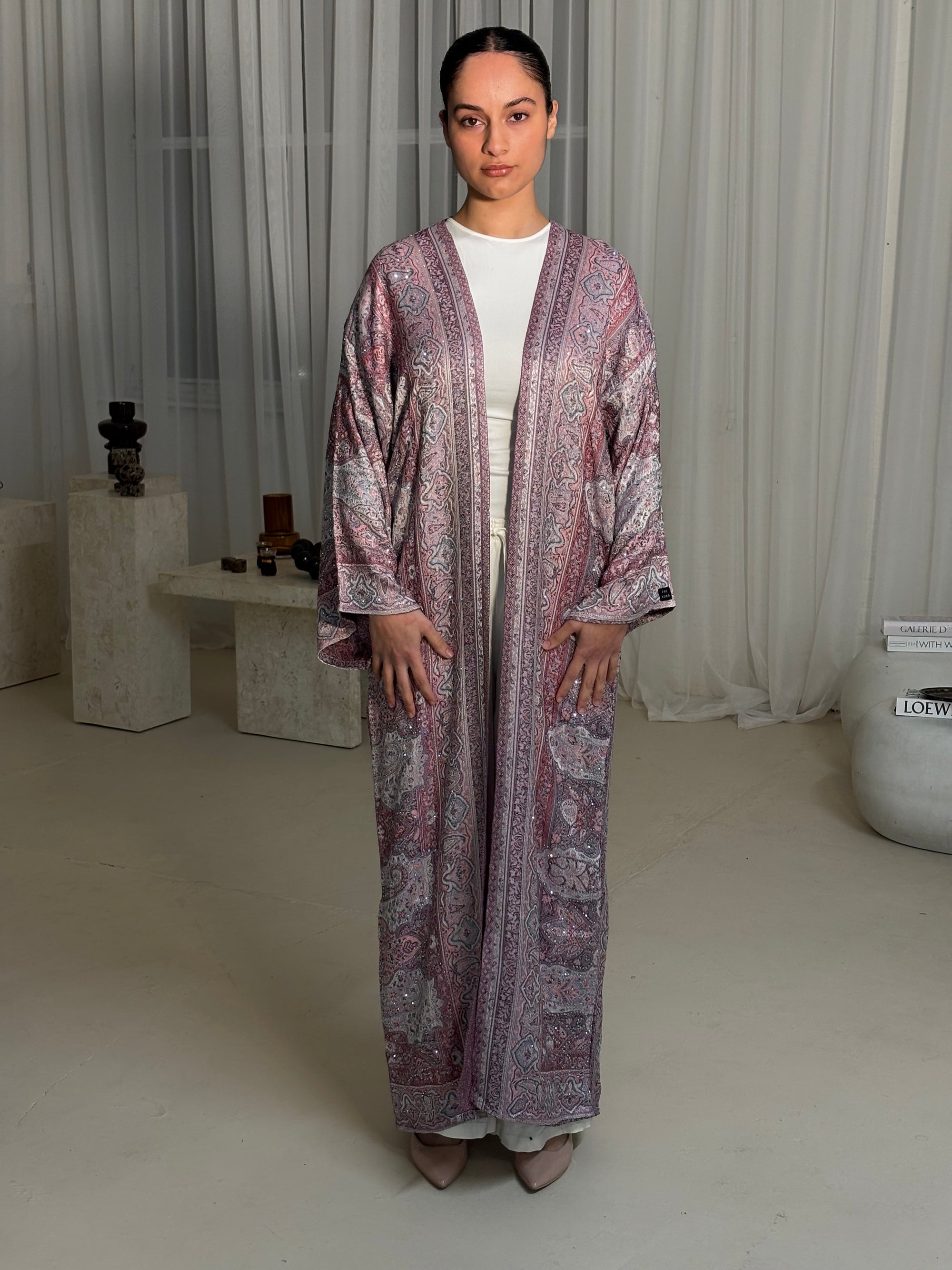 Pink Light Blue Abaya