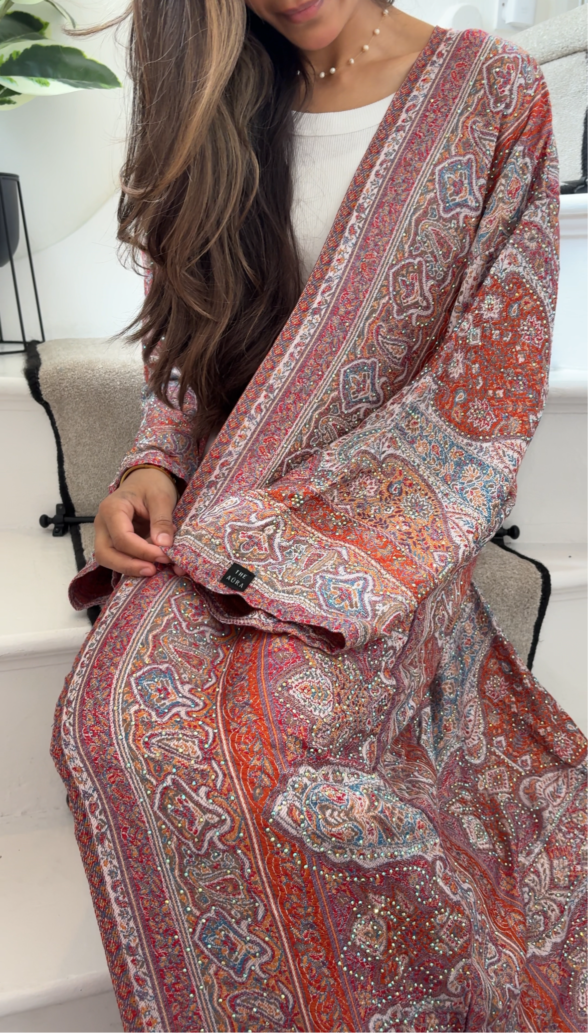 Pashmina Abaya - Orange Red