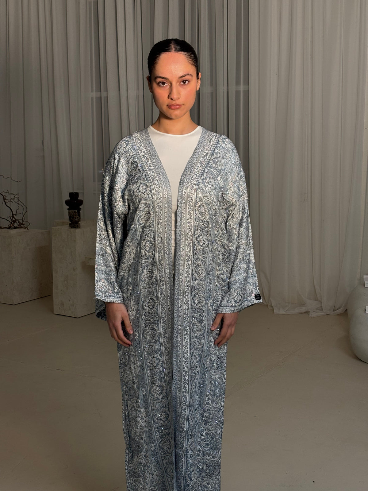 Blue White Abaya