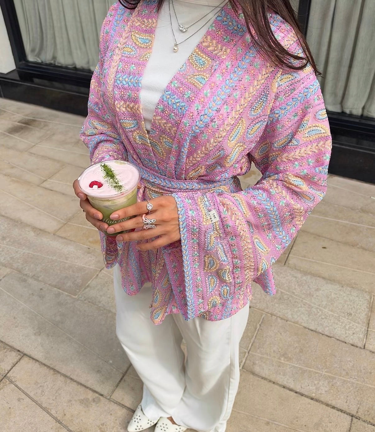 Pink paisley kimono