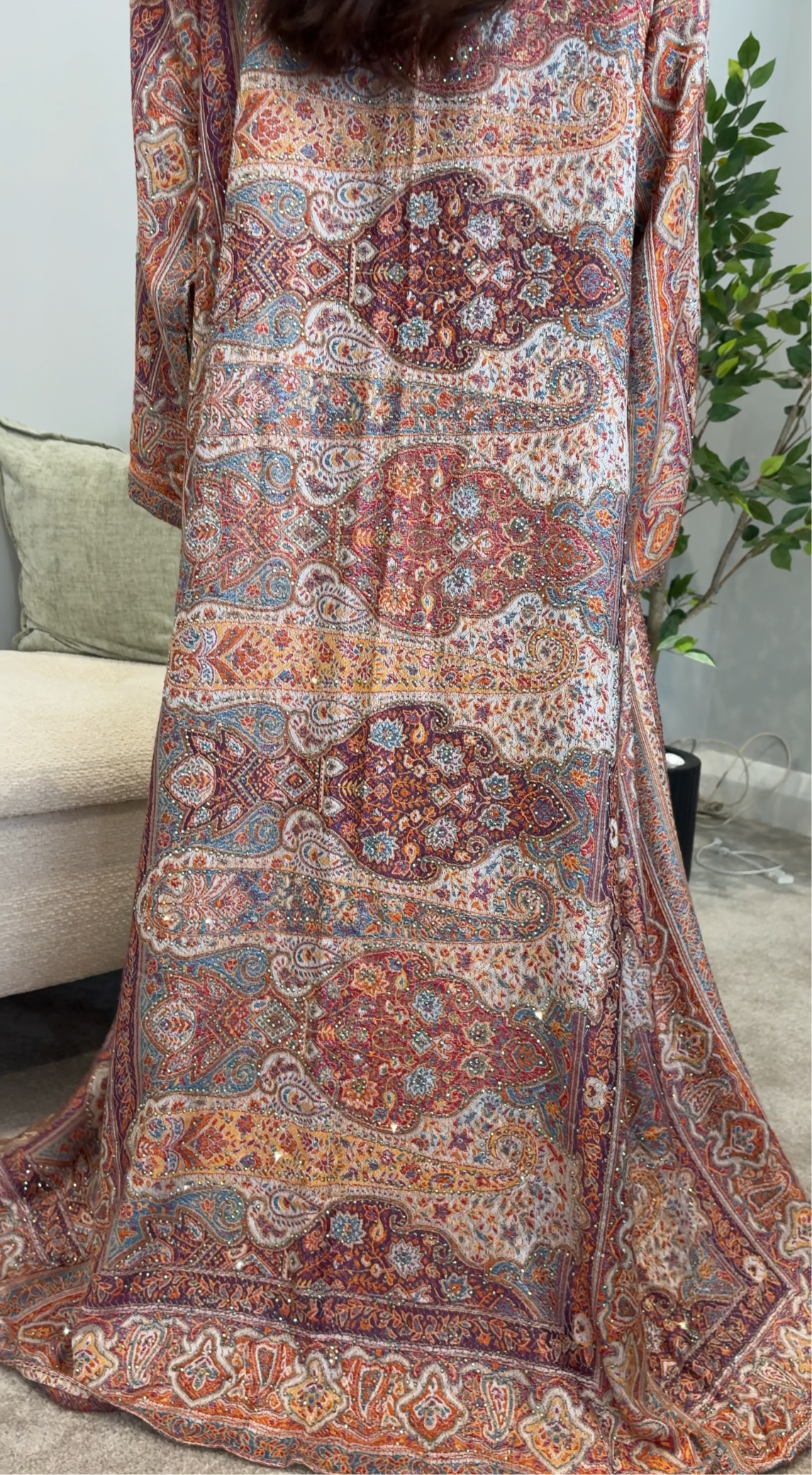 Pashmina Abaya - Orange Purple