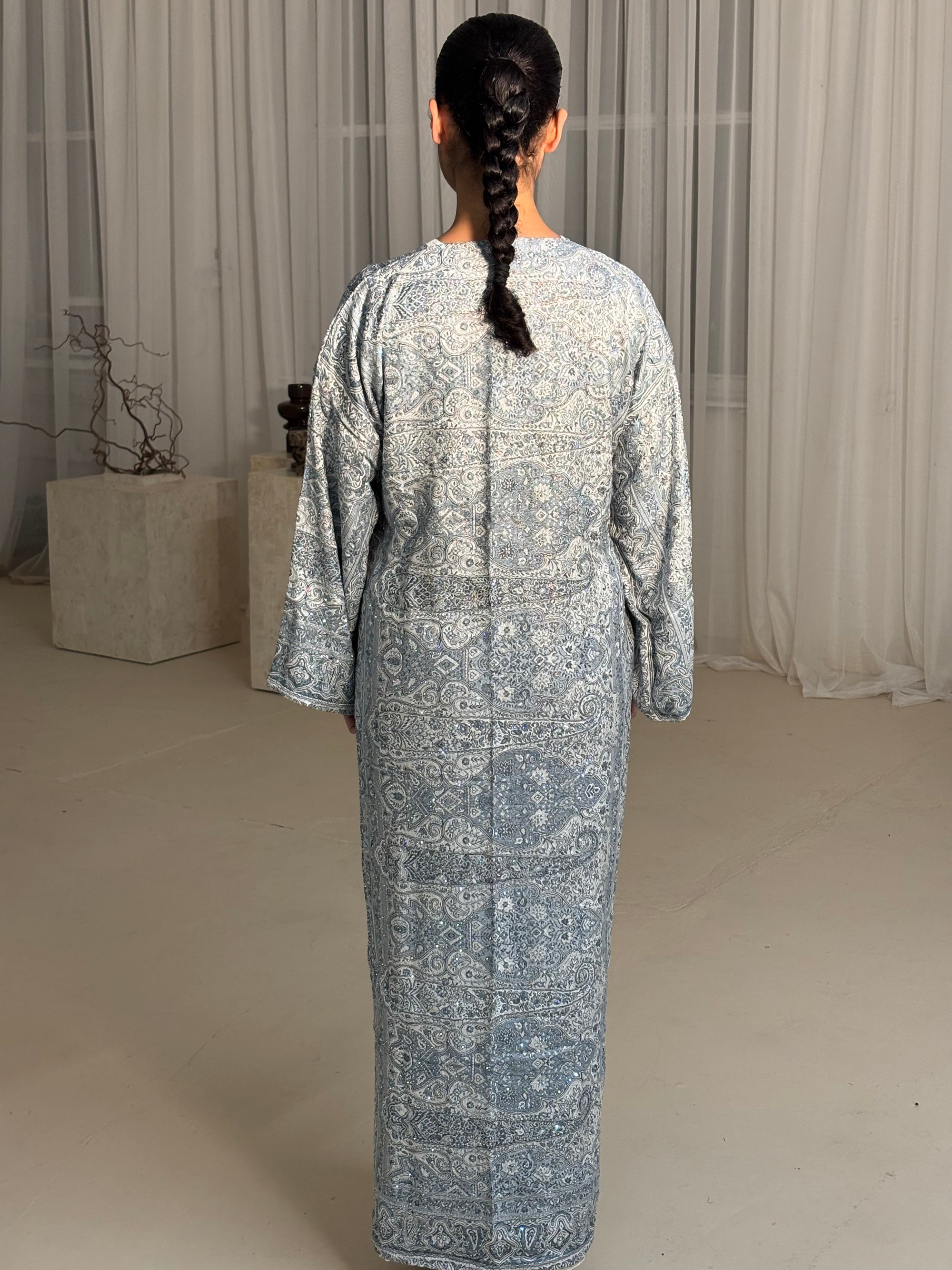 Blue White Abaya