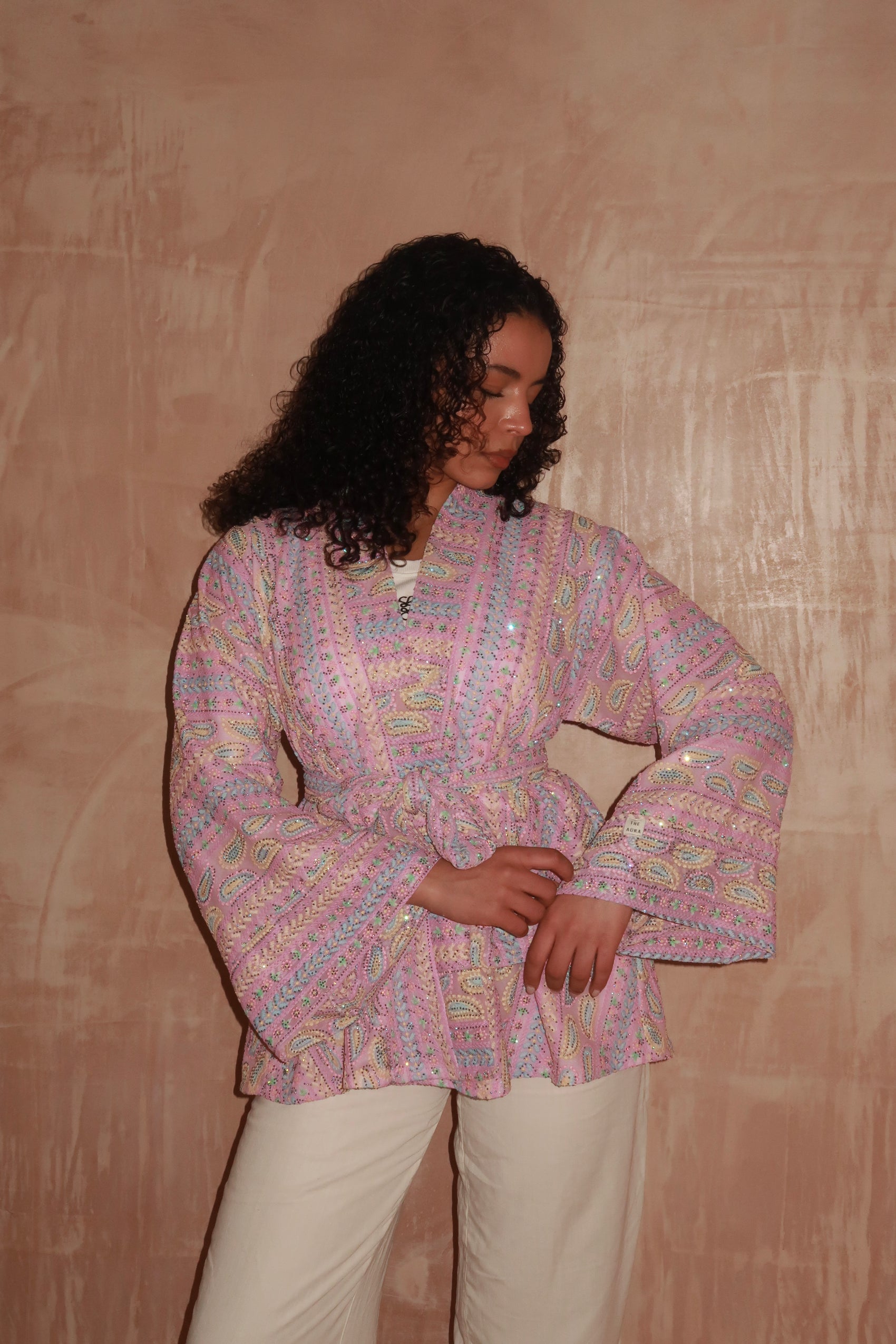 Pink paisley kimono
