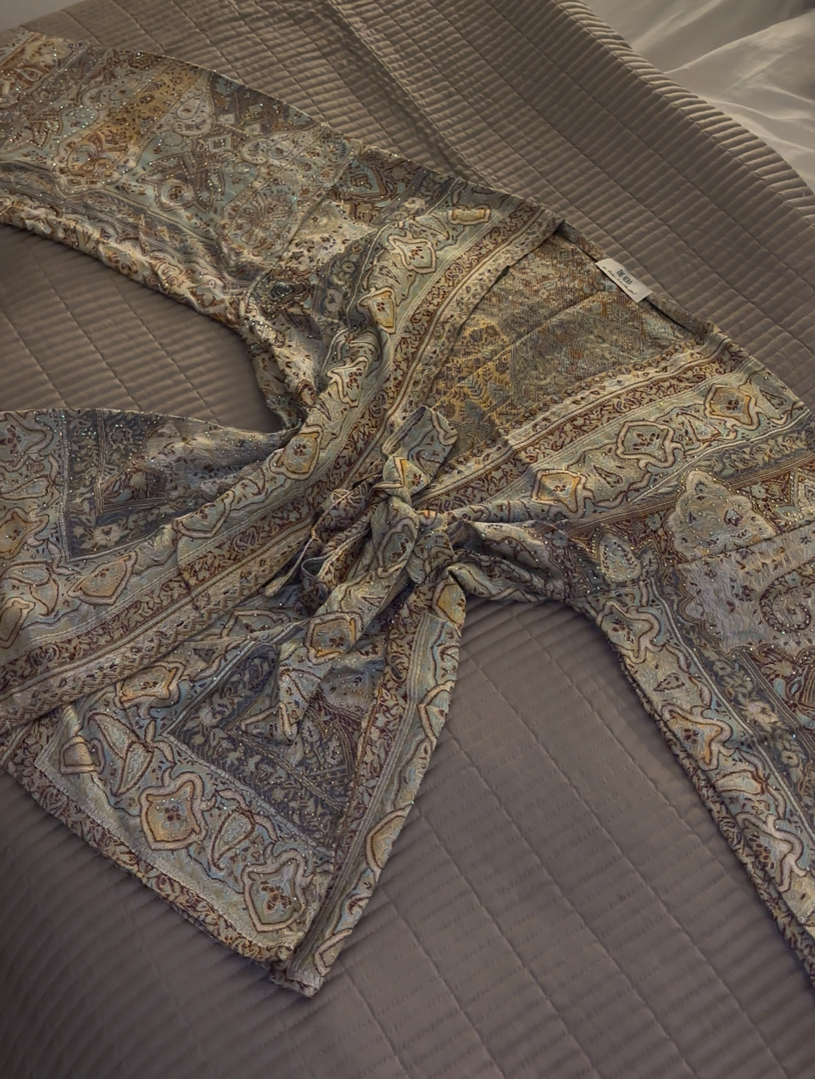 Blue Gold Wrap Top