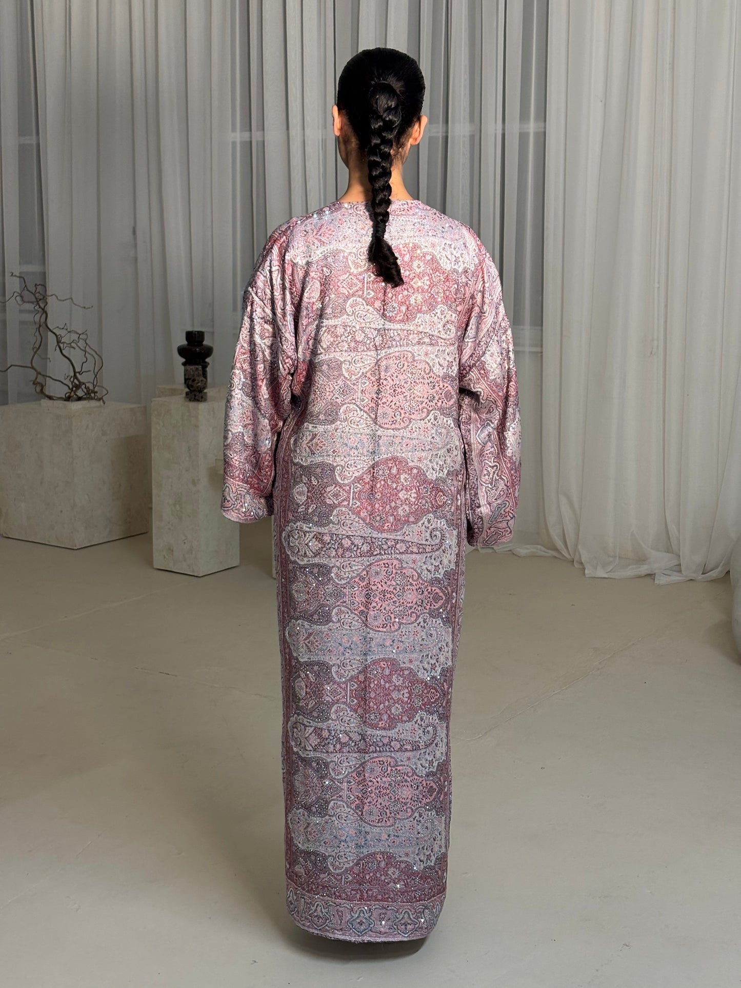 Pink Light Blue Abaya