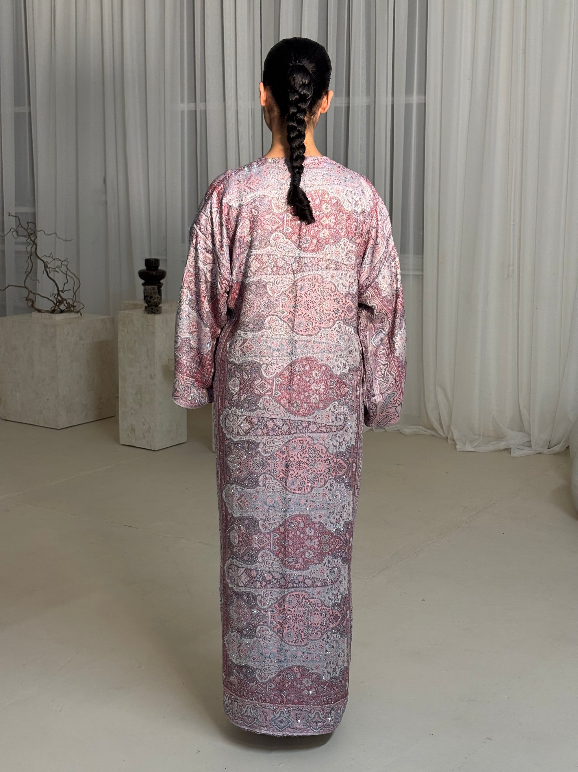 Pink Light Blue Abaya