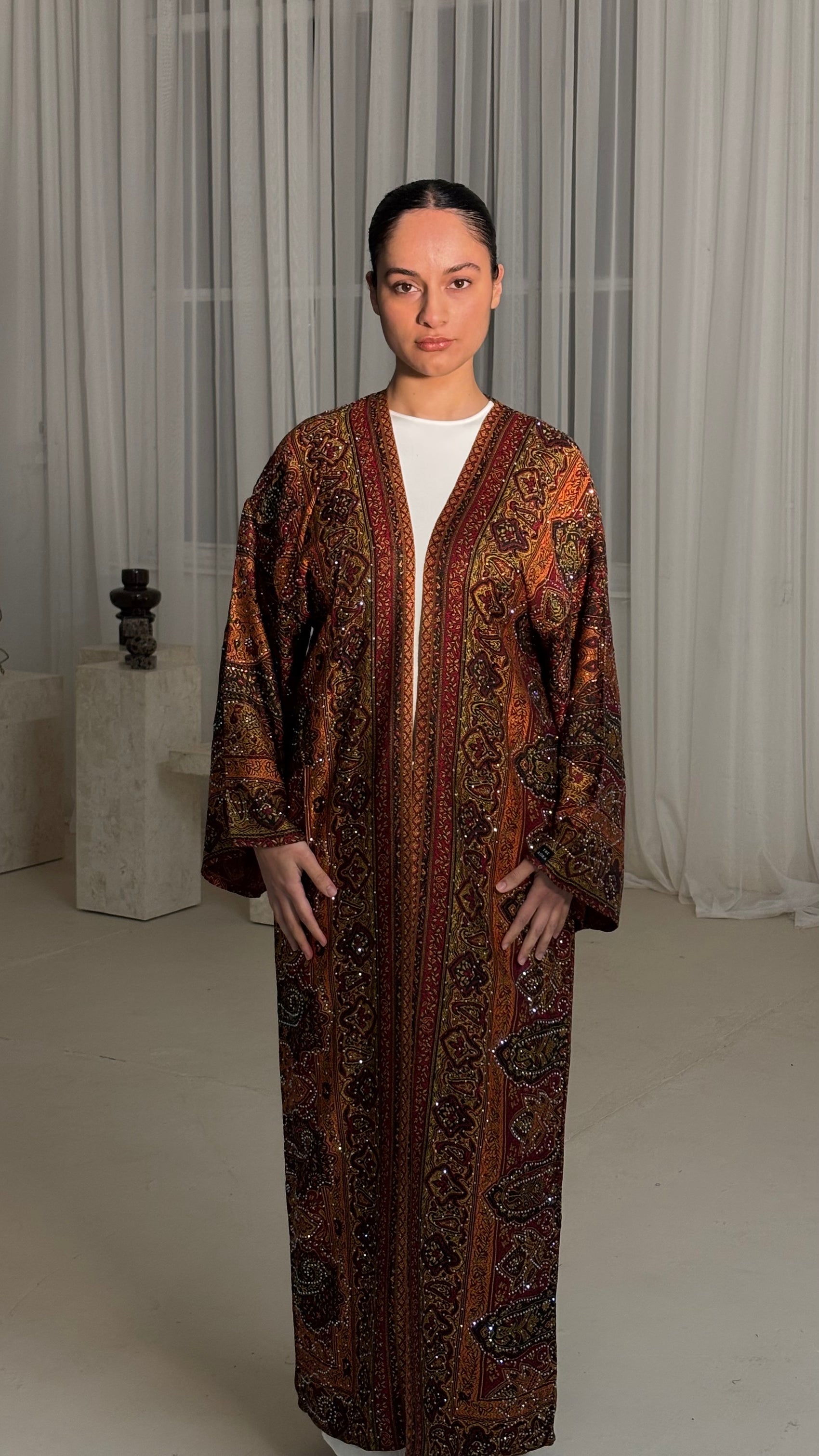 Black Orange Abaya