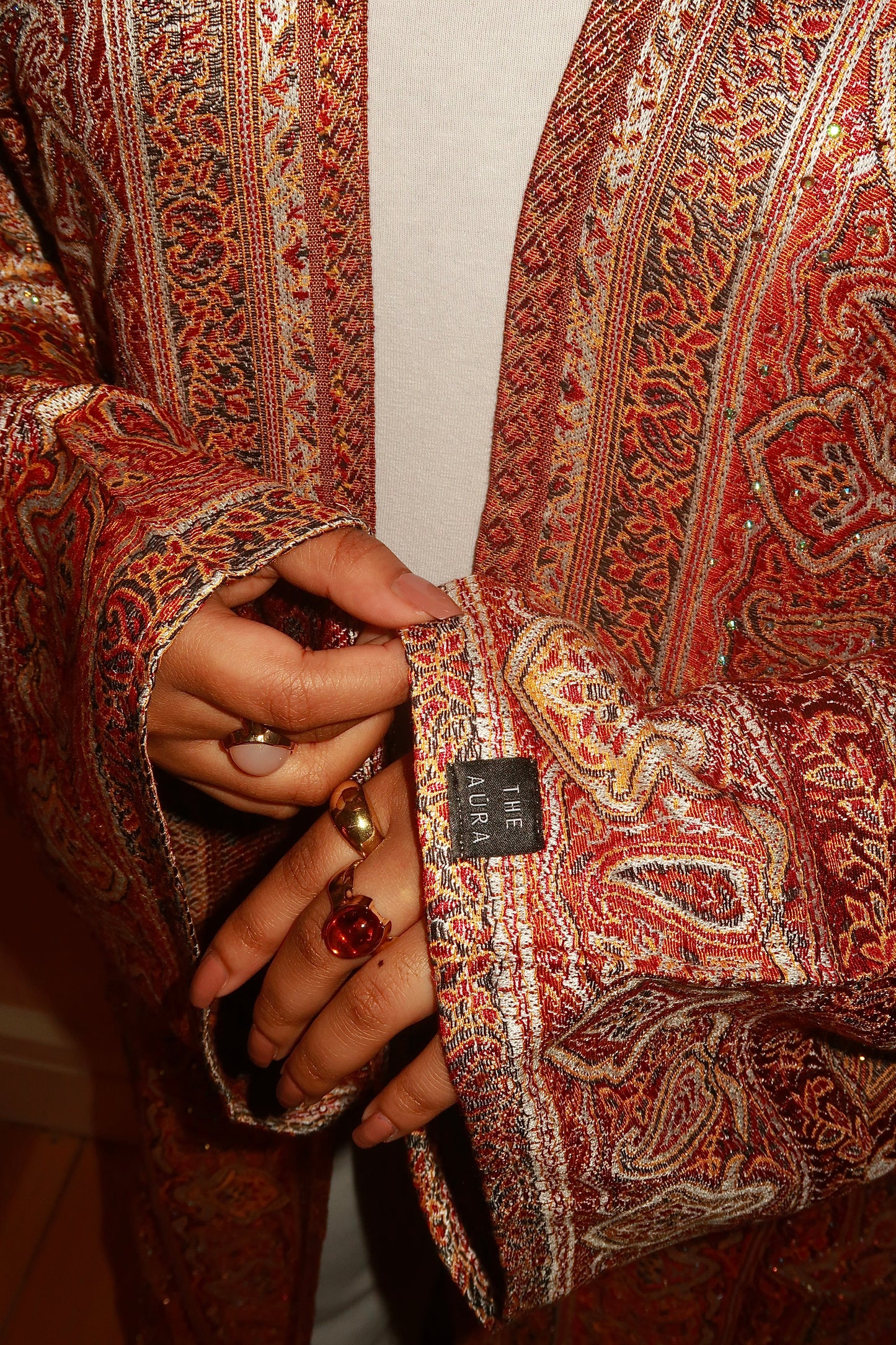 Maroon Orange Abaya - Tall