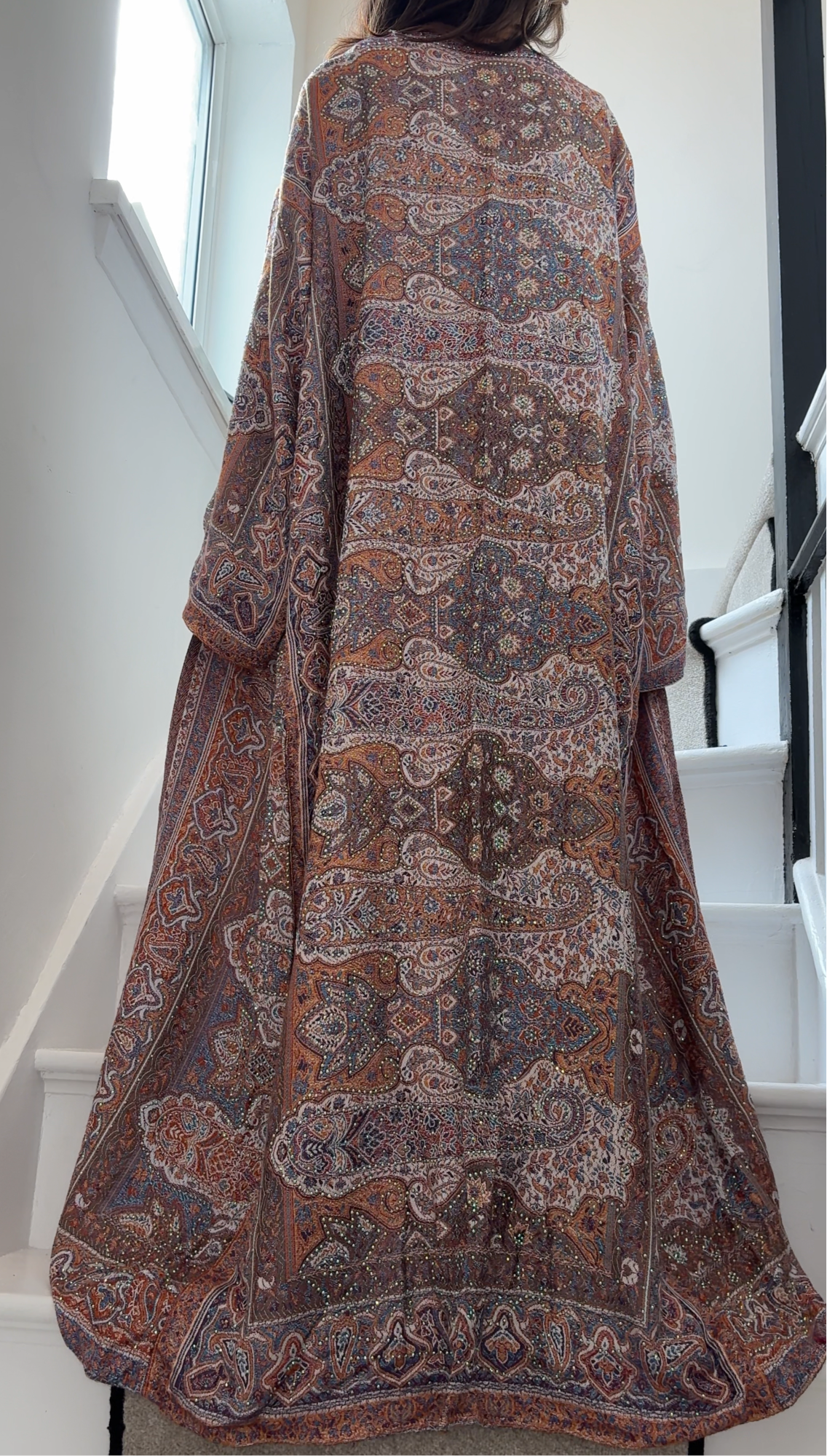 Pashmina Abaya - Burnt Orange Blue