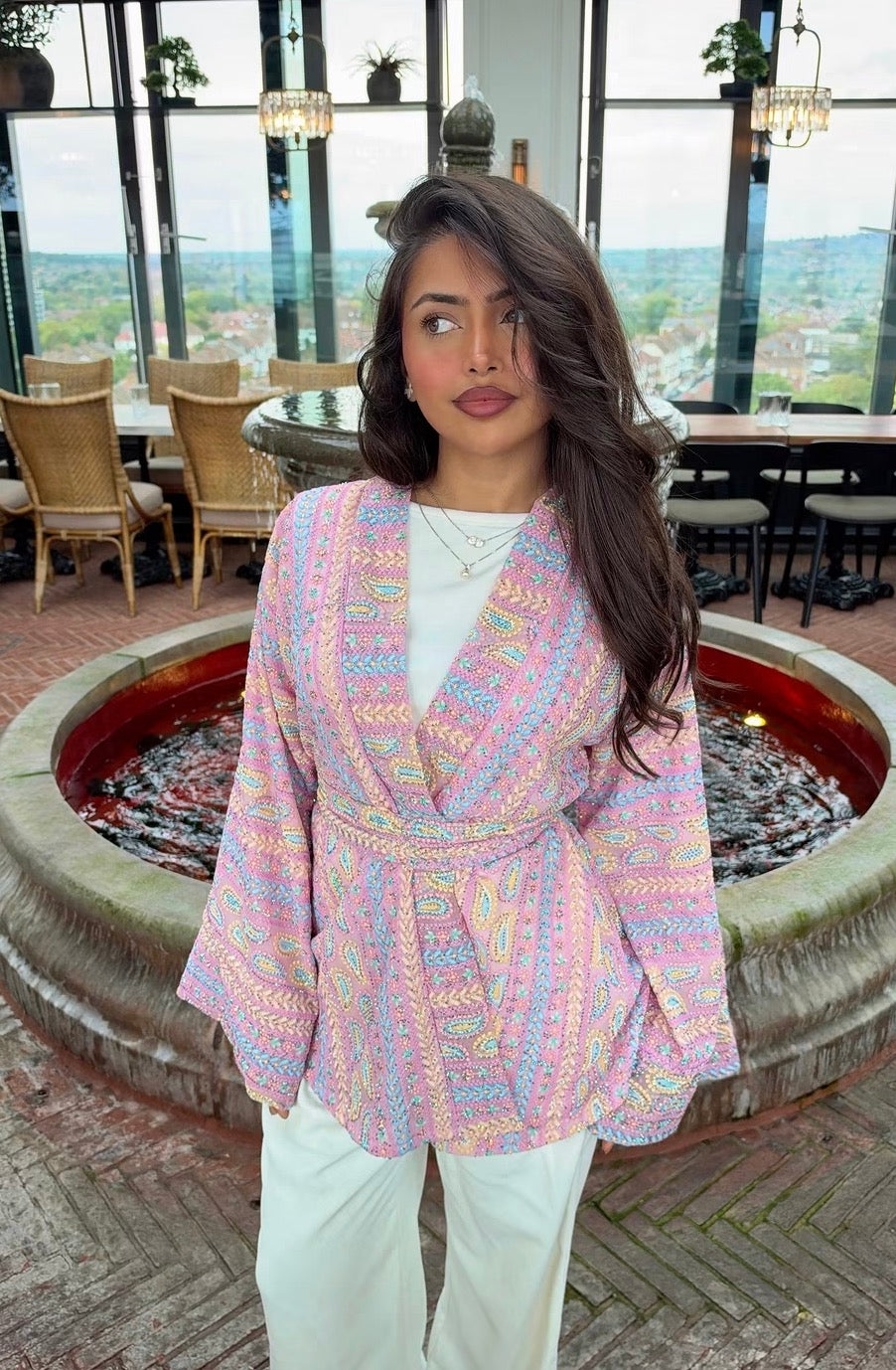 Pink paisley kimono