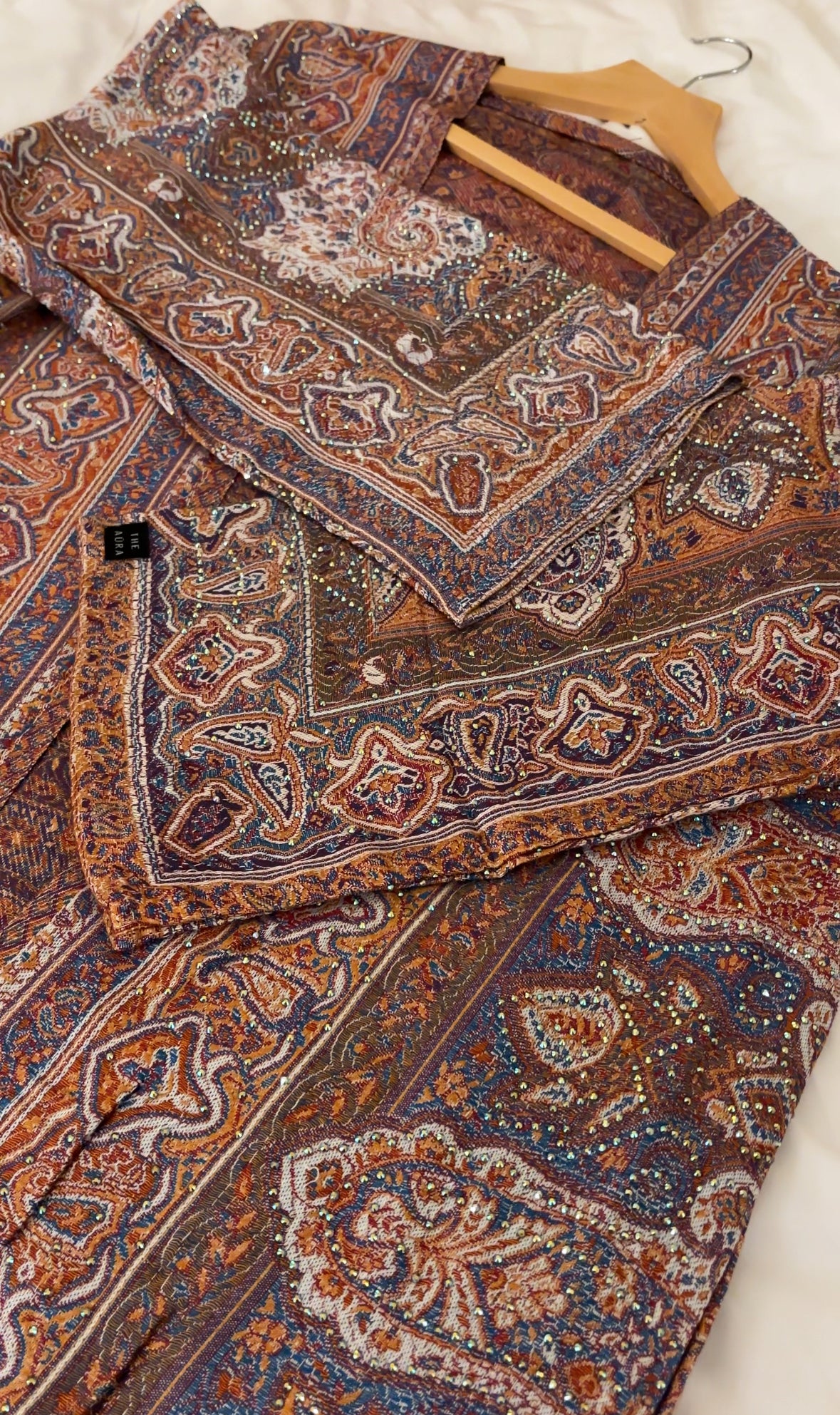 Pashmina Abaya - Burnt Orange Blue