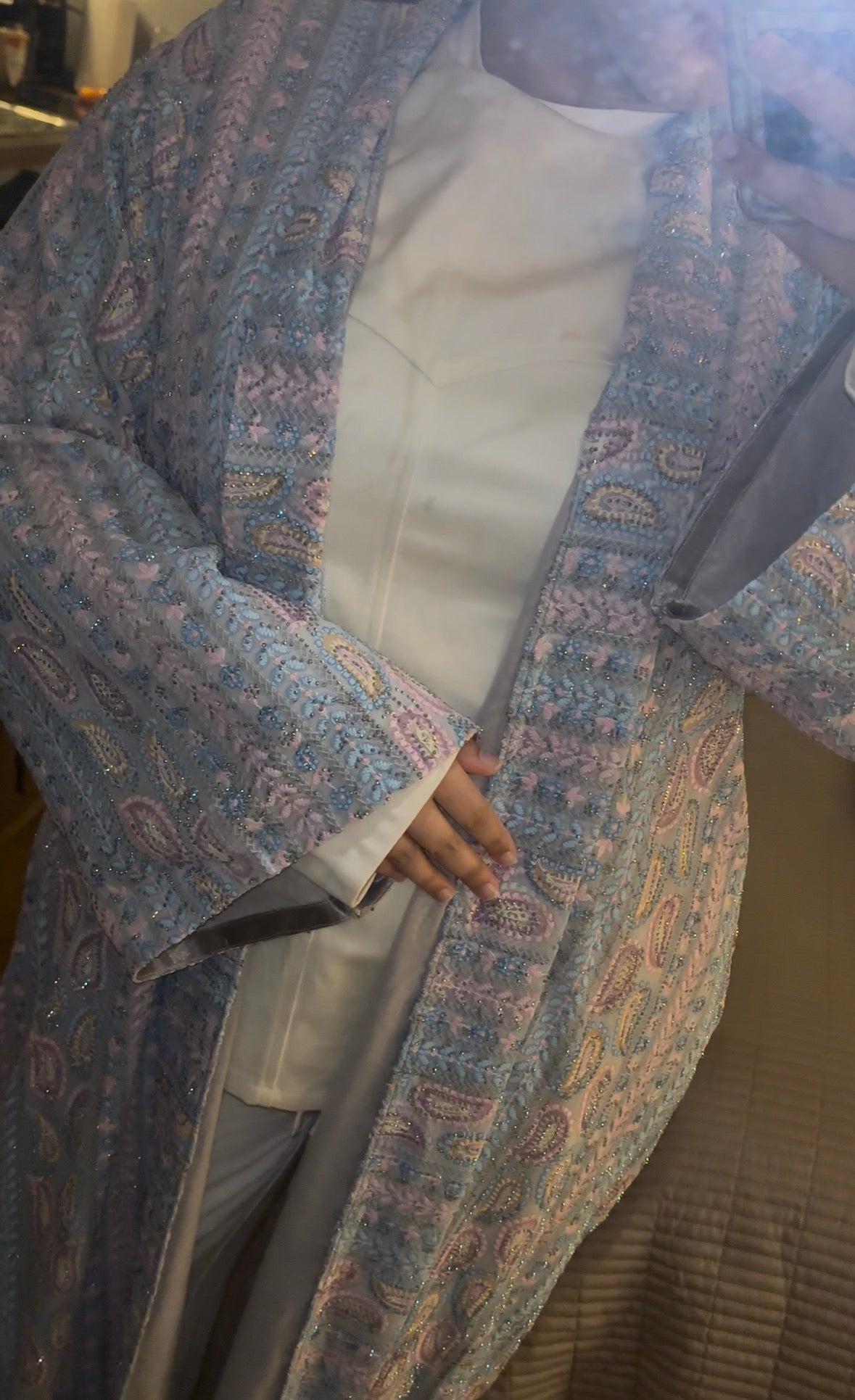 Paisley Abaya - Blue Pink