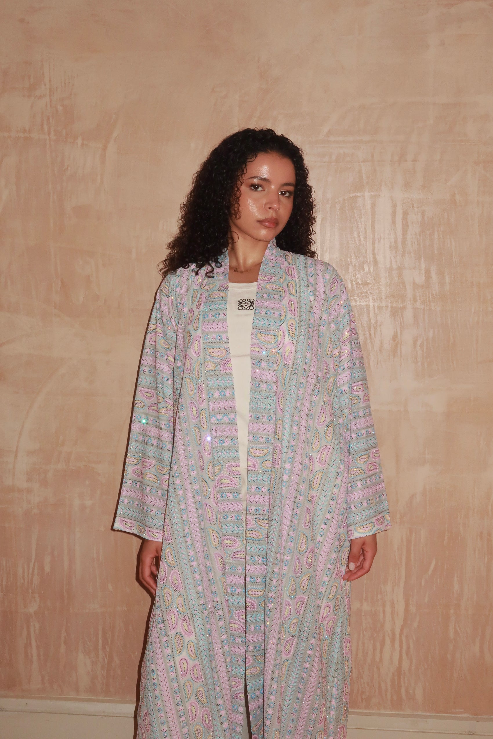 White Paisley Abaya