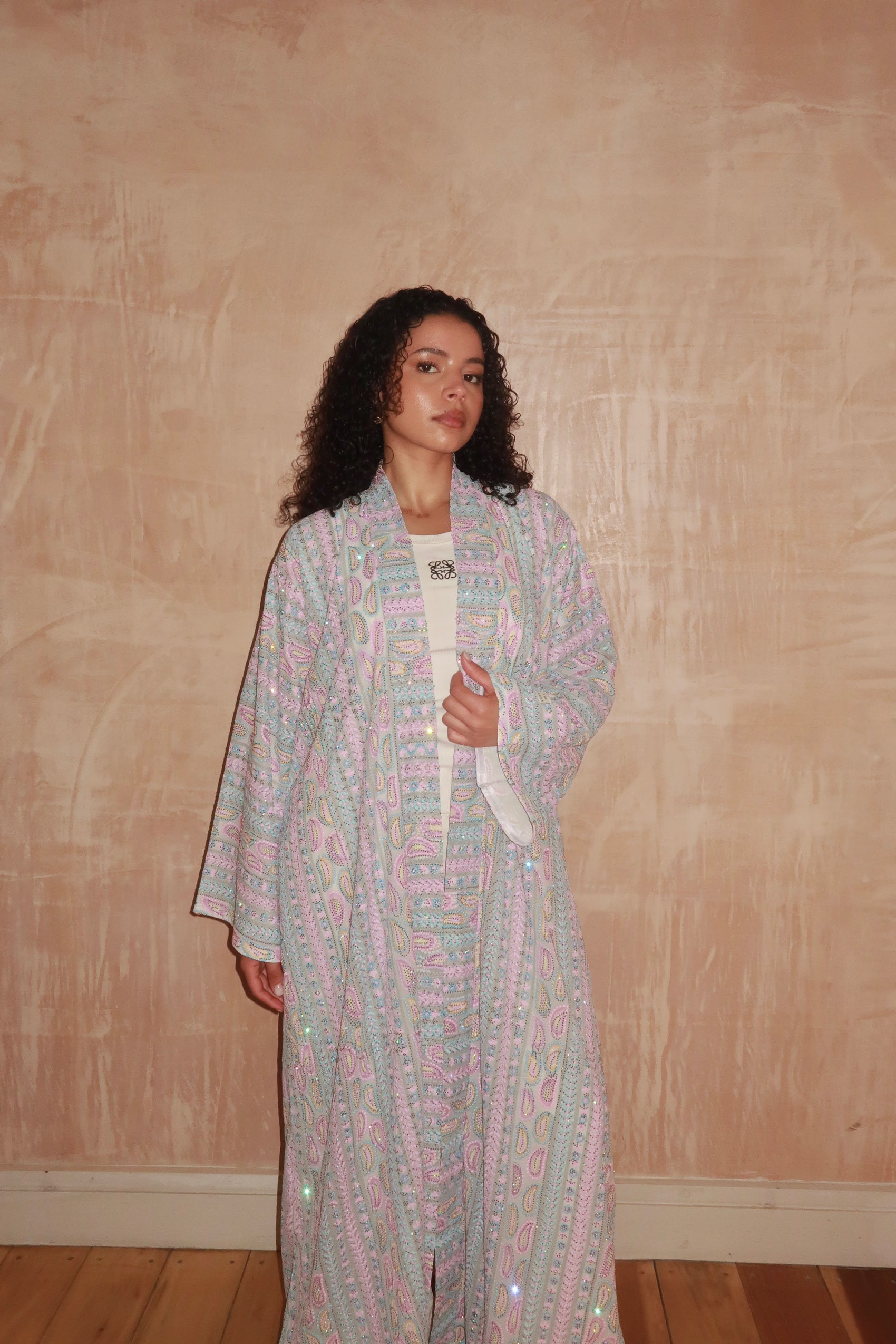 White Paisley Abaya