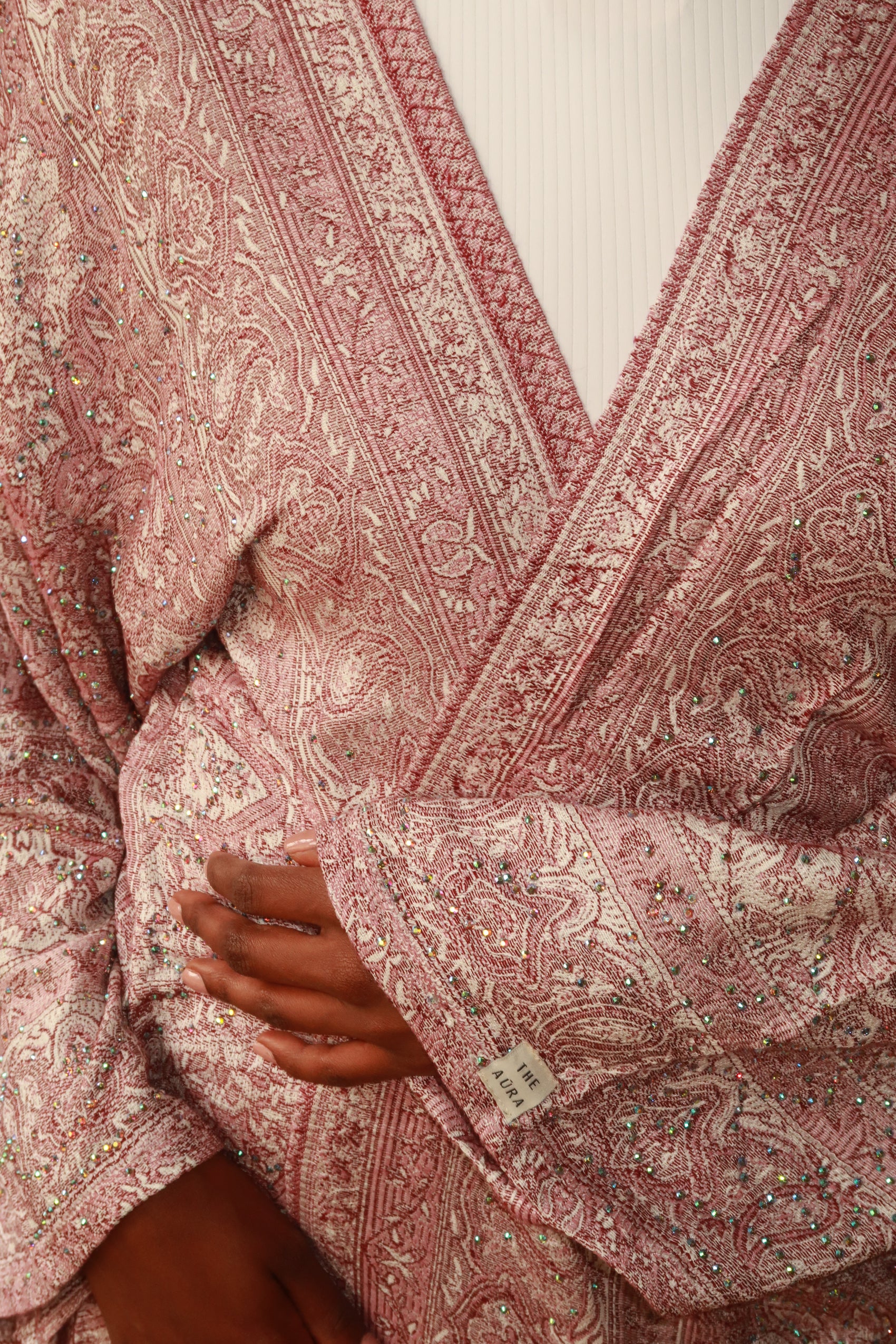 Pink White Abaya