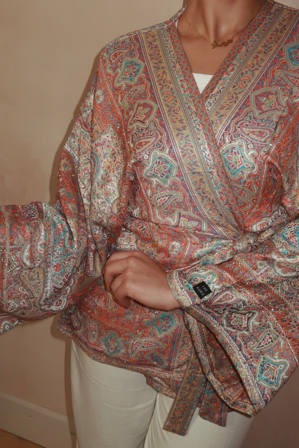 Orange Purple Wrap Top