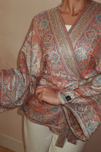 Orange Purple Wrap Top