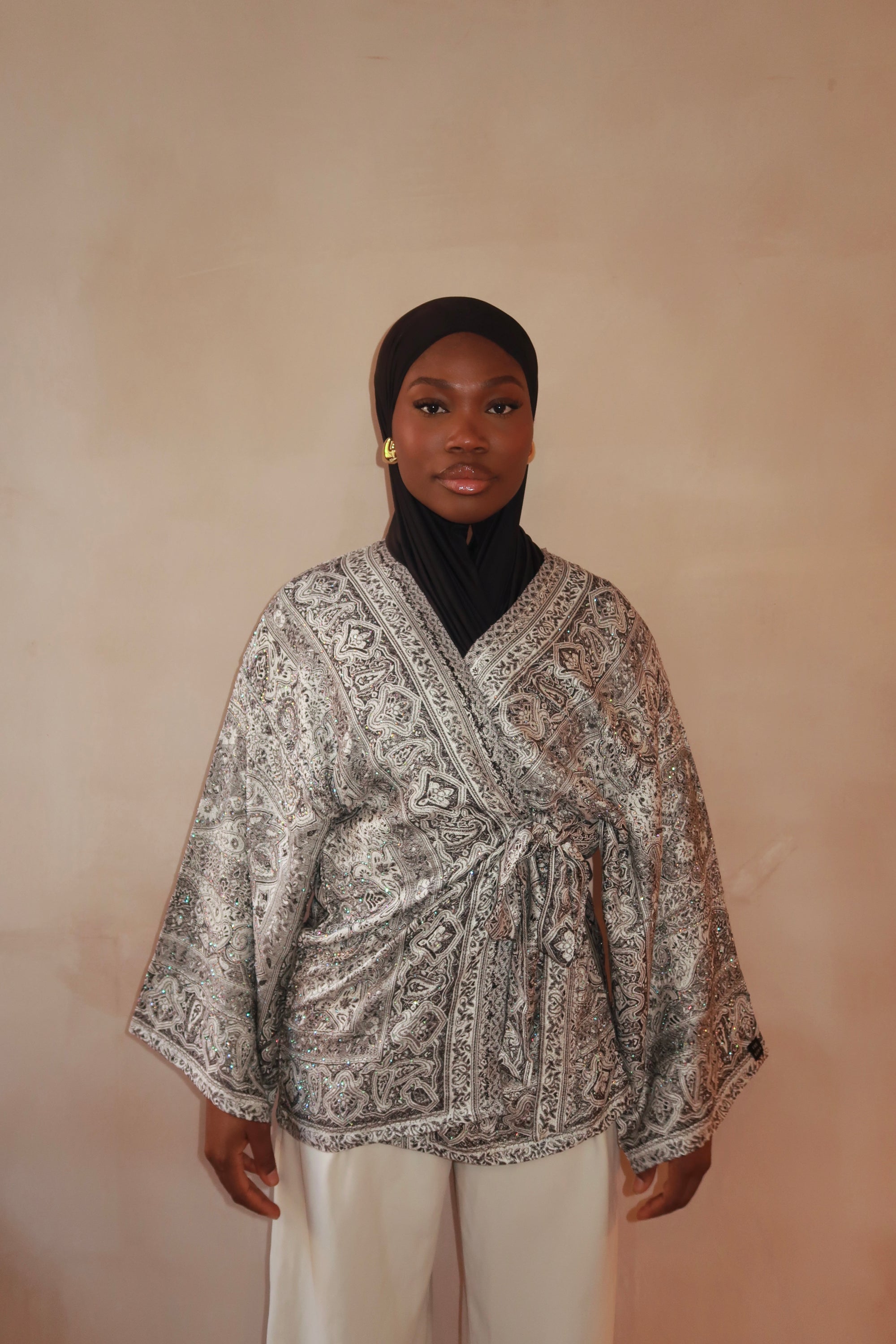 Black White Wrap Top