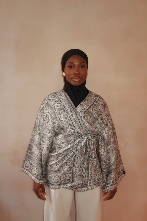 Black White Wrap Top