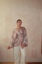 Orange Blue Purple Wrap Top