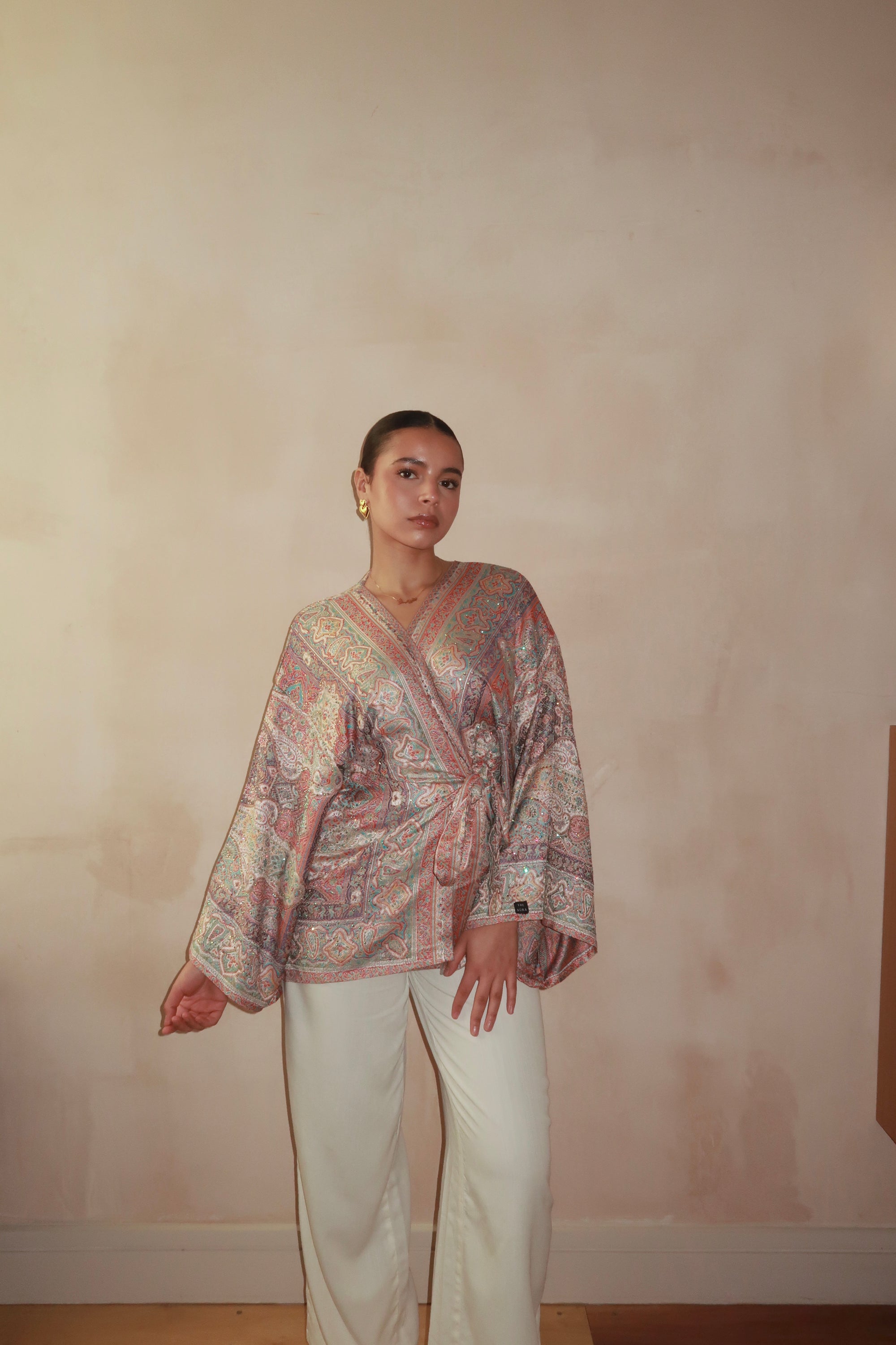 Orange Blue Purple Wrap Top