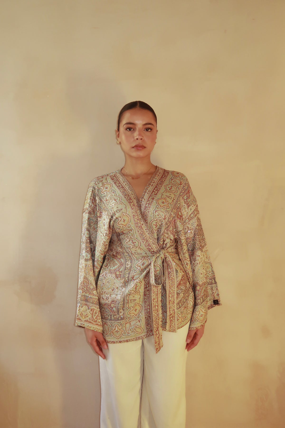 Blue Gold Wrap Top