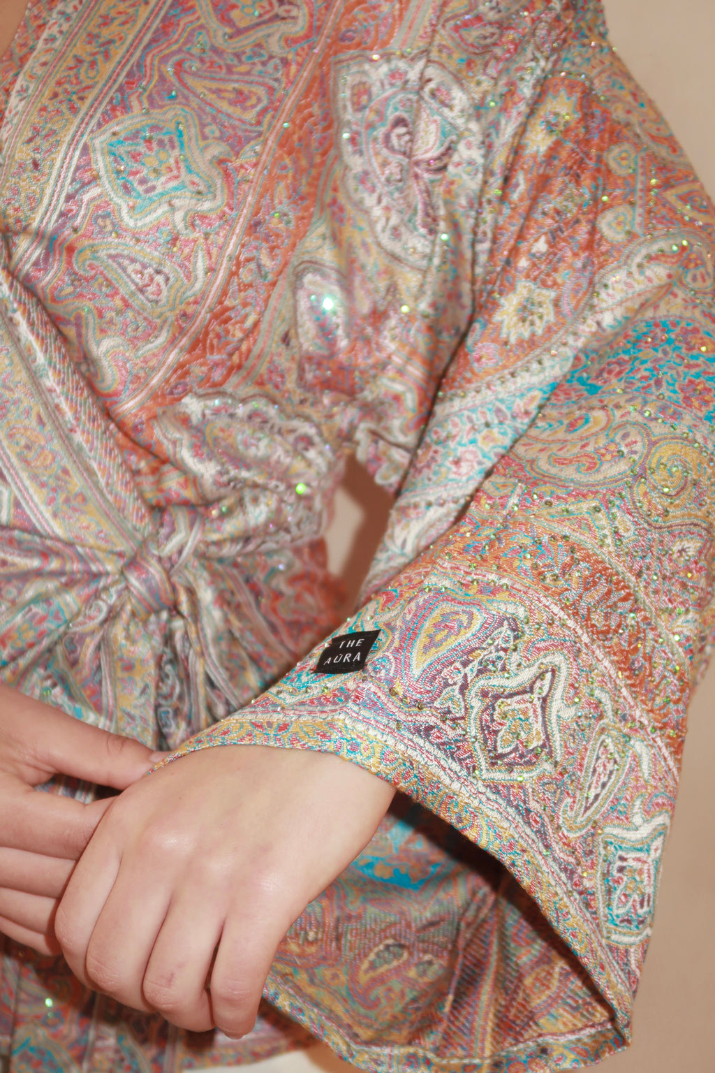 Orange Purple Wrap Top