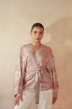 Orange Purple Wrap Top