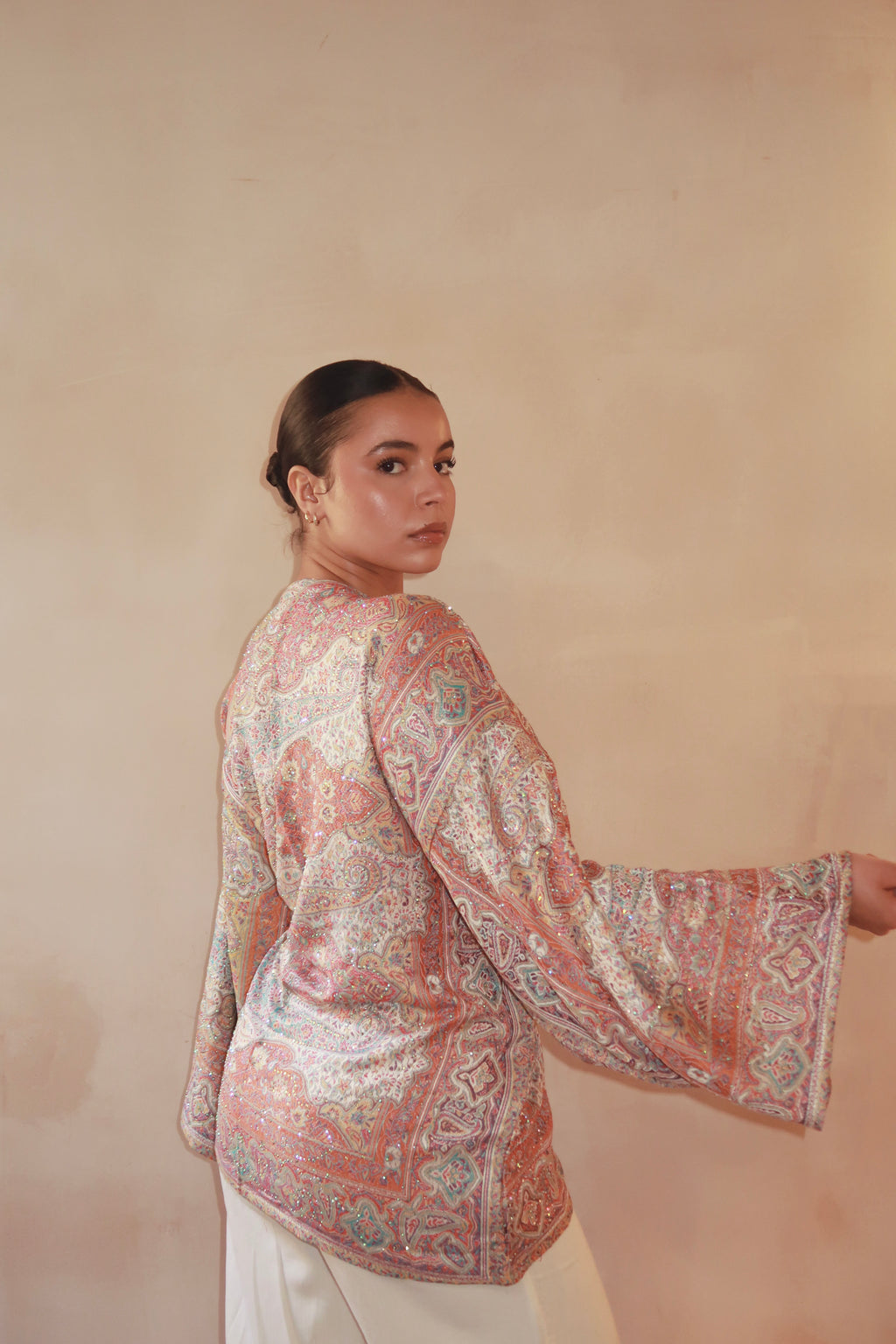 Orange Purple Wrap Top