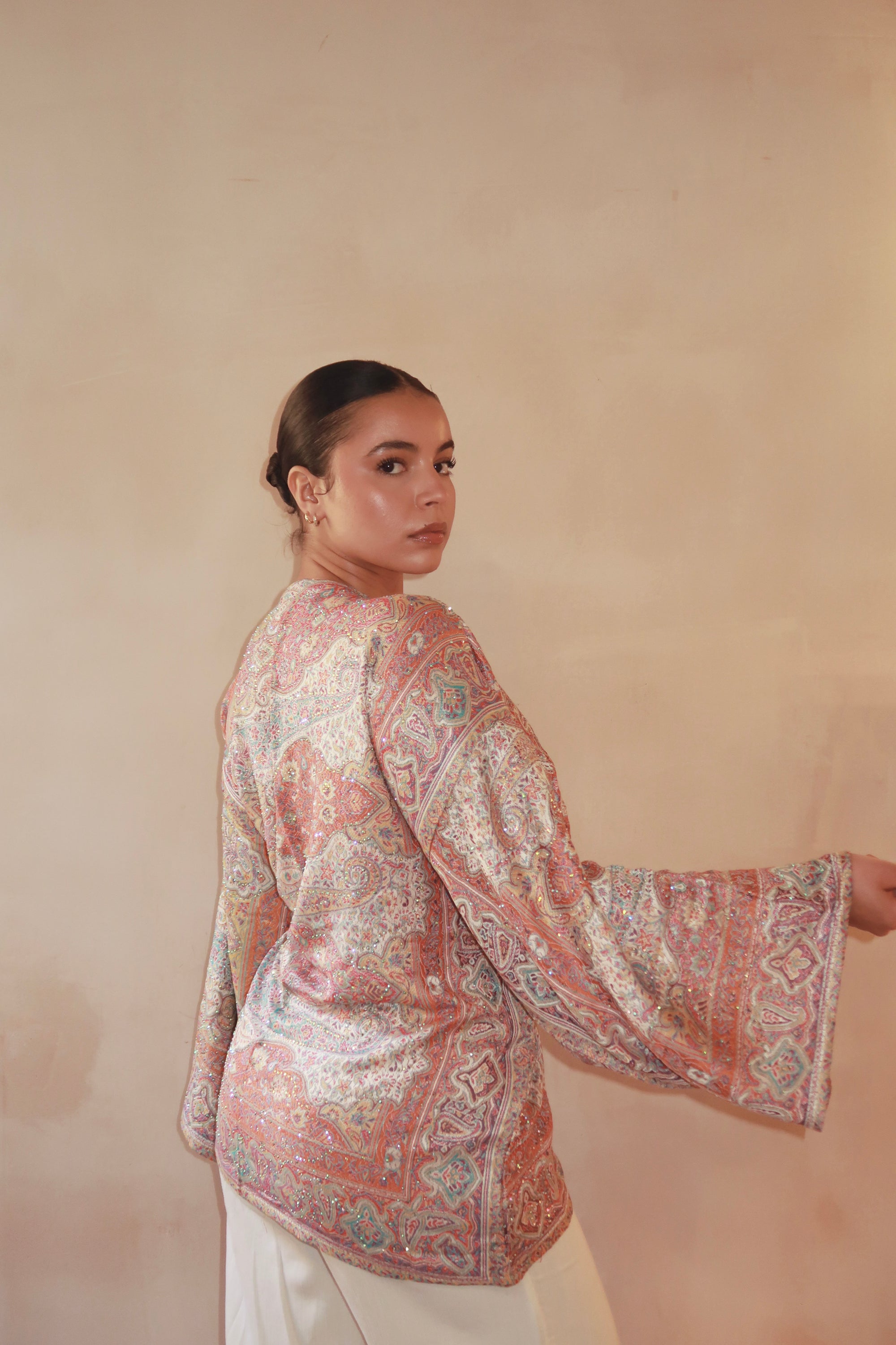 Orange Purple Wrap Top