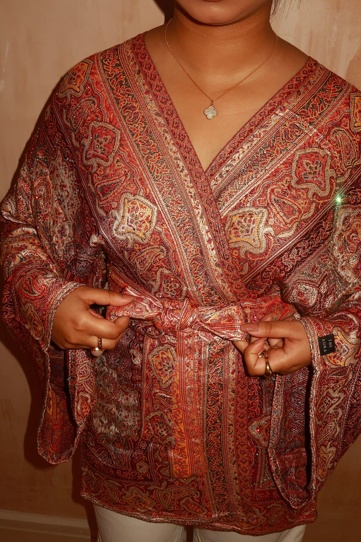 Maroon Orange Kimono