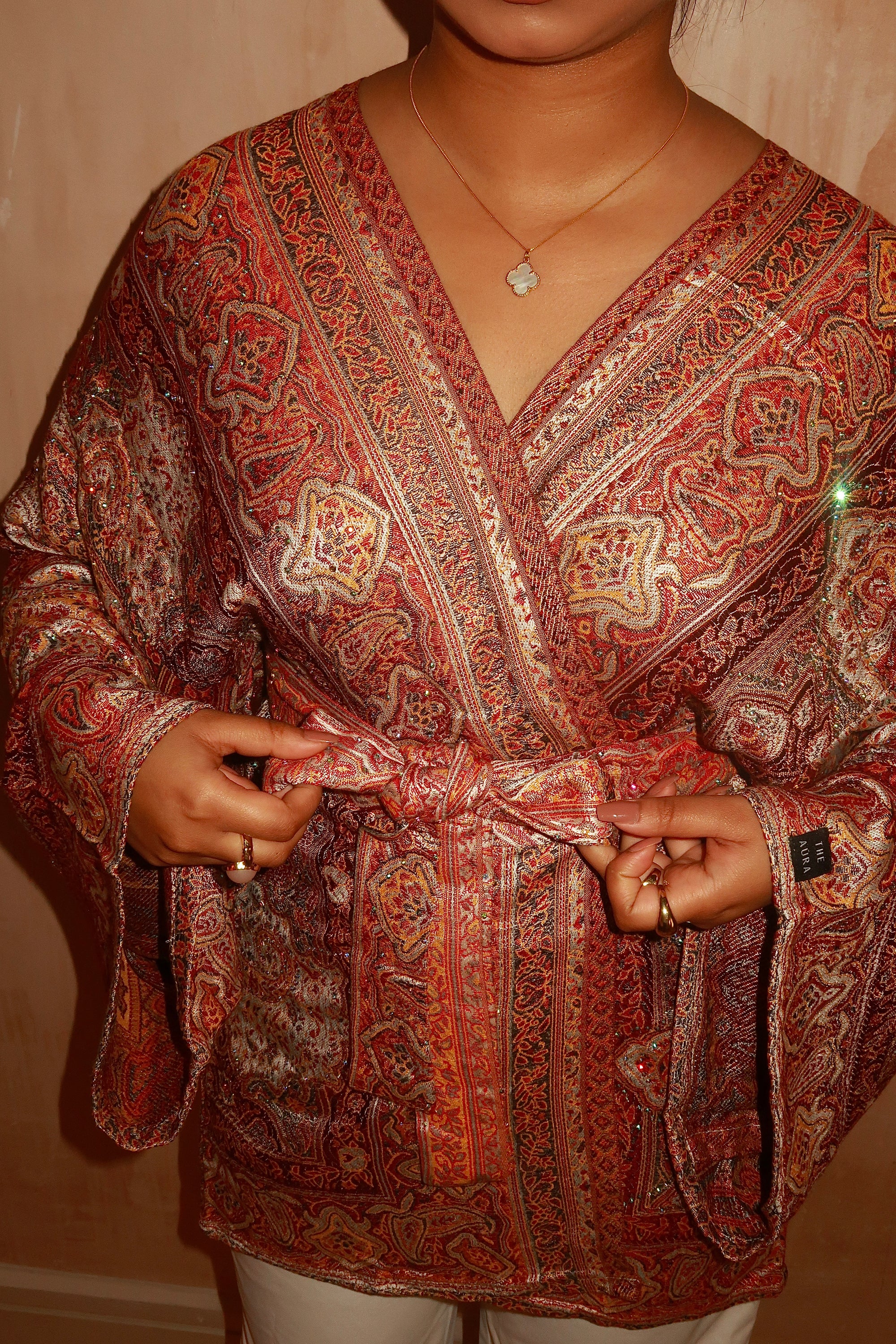 Maroon Orange Kimono