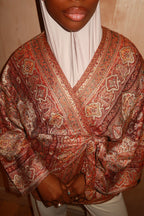 Maroon Orange Wrap top