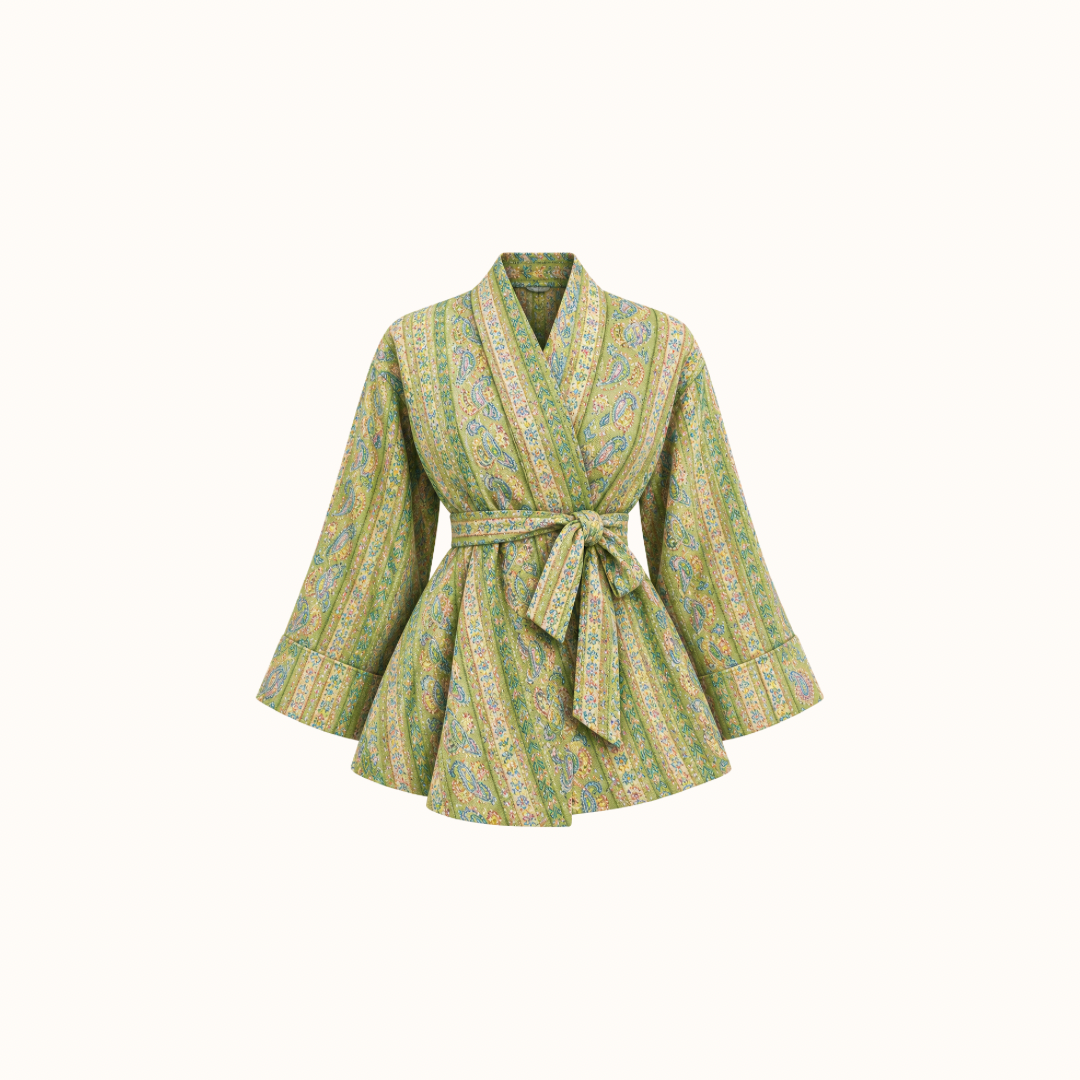 Lime Green Paisley Kimono